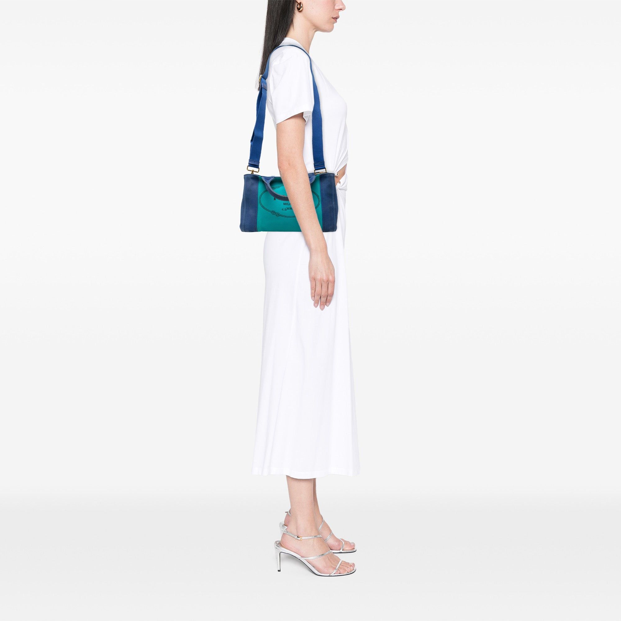 Prada Small Bicolor Canvas Canapa Logo Satchel Size ONE SIZE - 6 Thumbnail