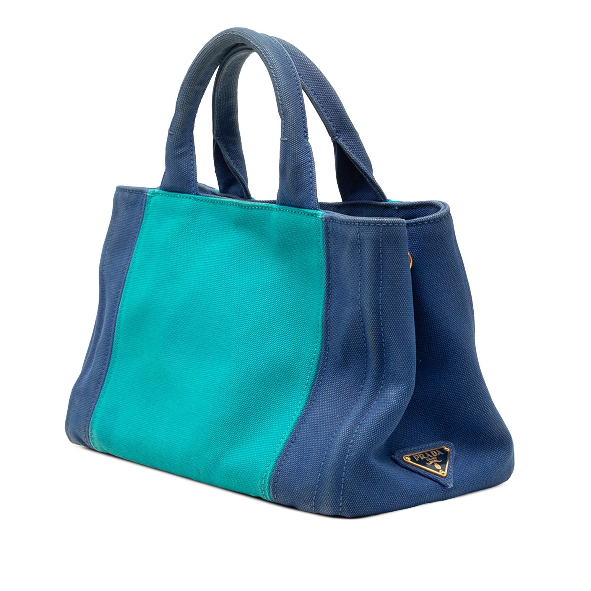 Prada Small Bicolor Canvas Canapa Logo Satchel Size ONE SIZE - 2 Thumbnail