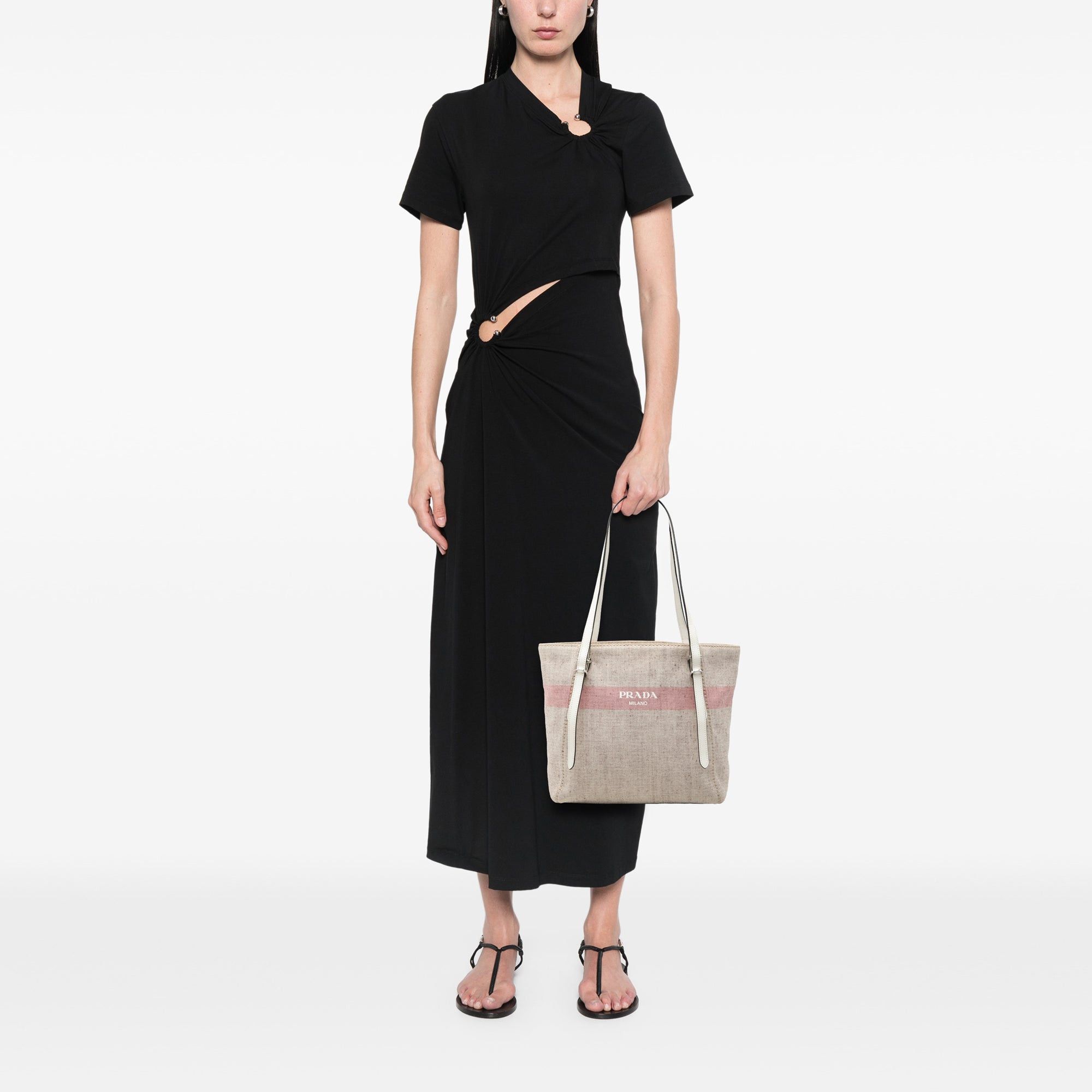 Prada Canvas Logo Stripe Shopper Tote Size ONE SIZE - 6 Thumbnail