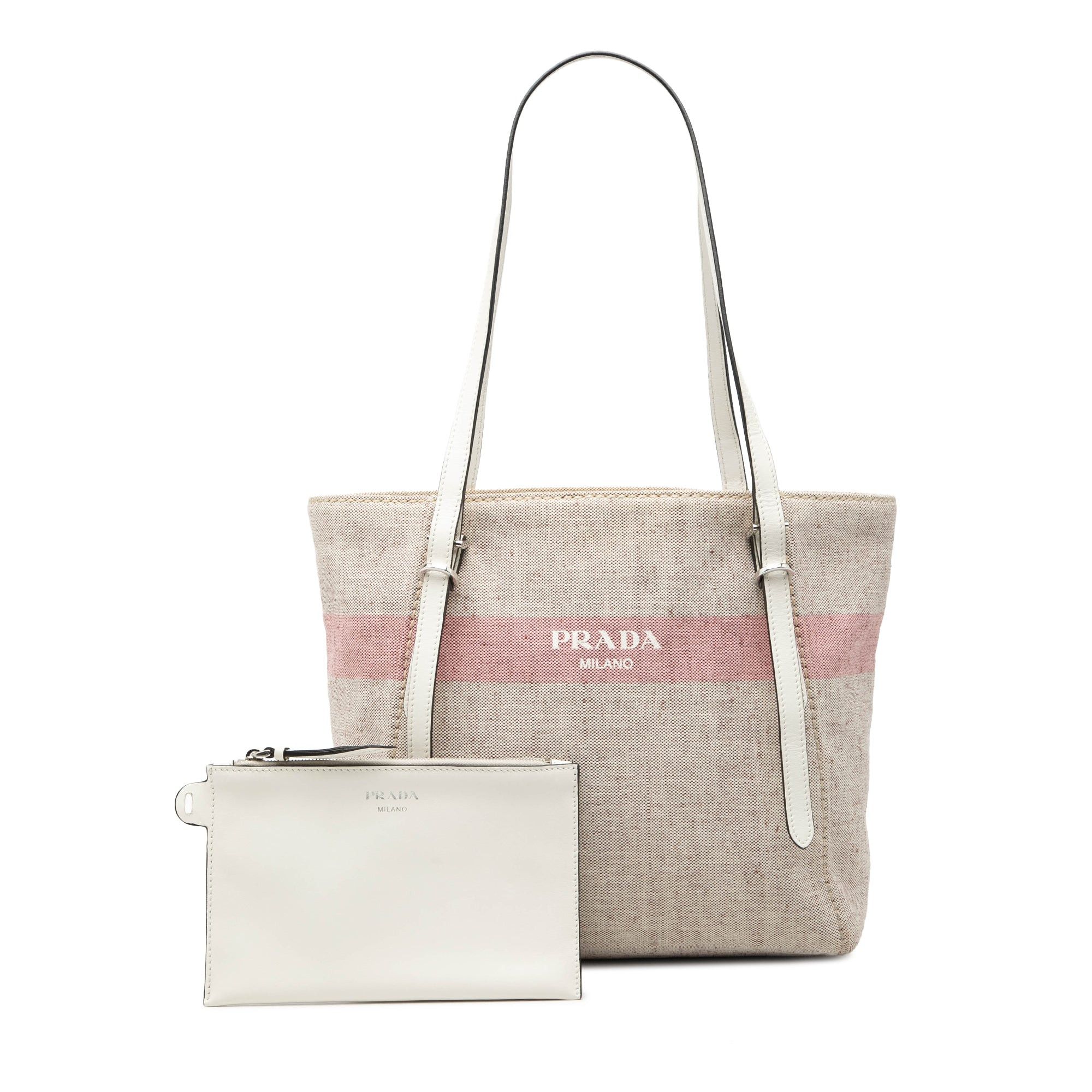 Prada Canvas Logo Stripe Shopper Tote Size ONE SIZE - 7 Thumbnail