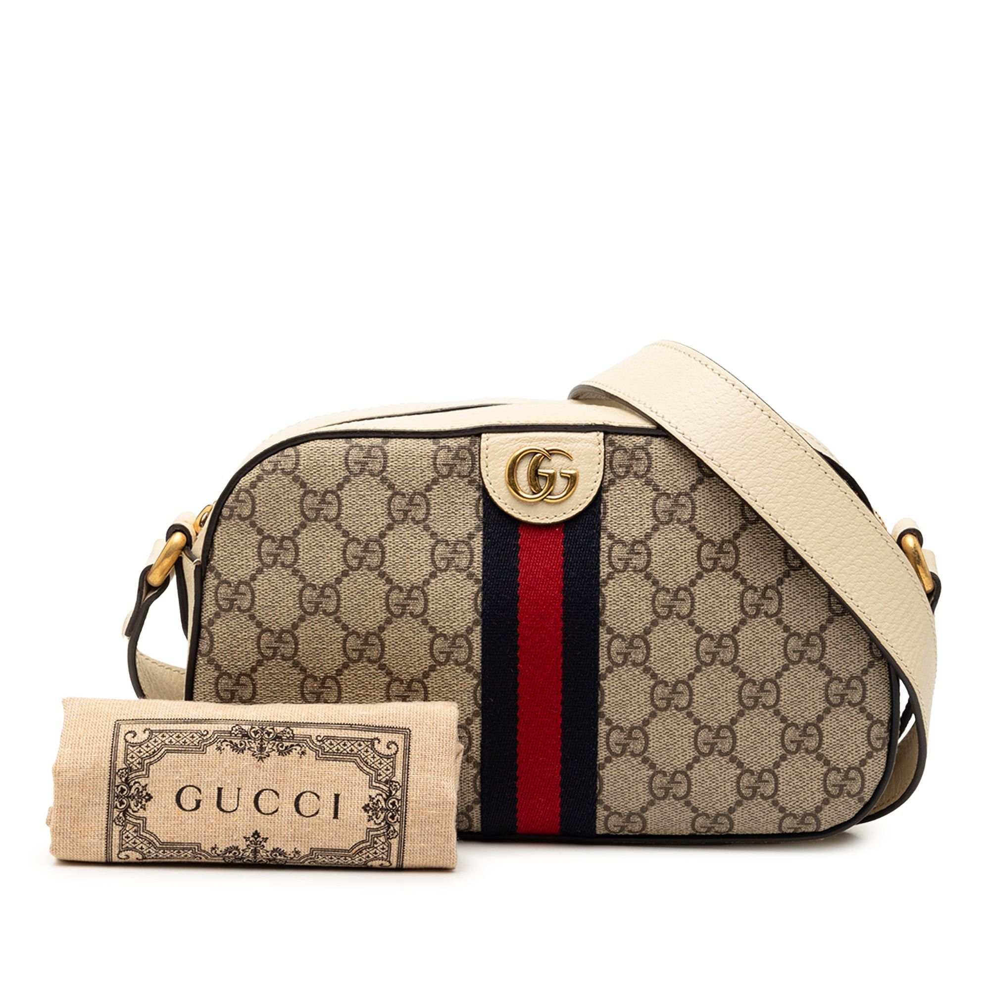 Gucci Small GG Supreme Textured Calfskin Web Ophidia Camera Bag Size ONE SIZE - 8 Thumbnail