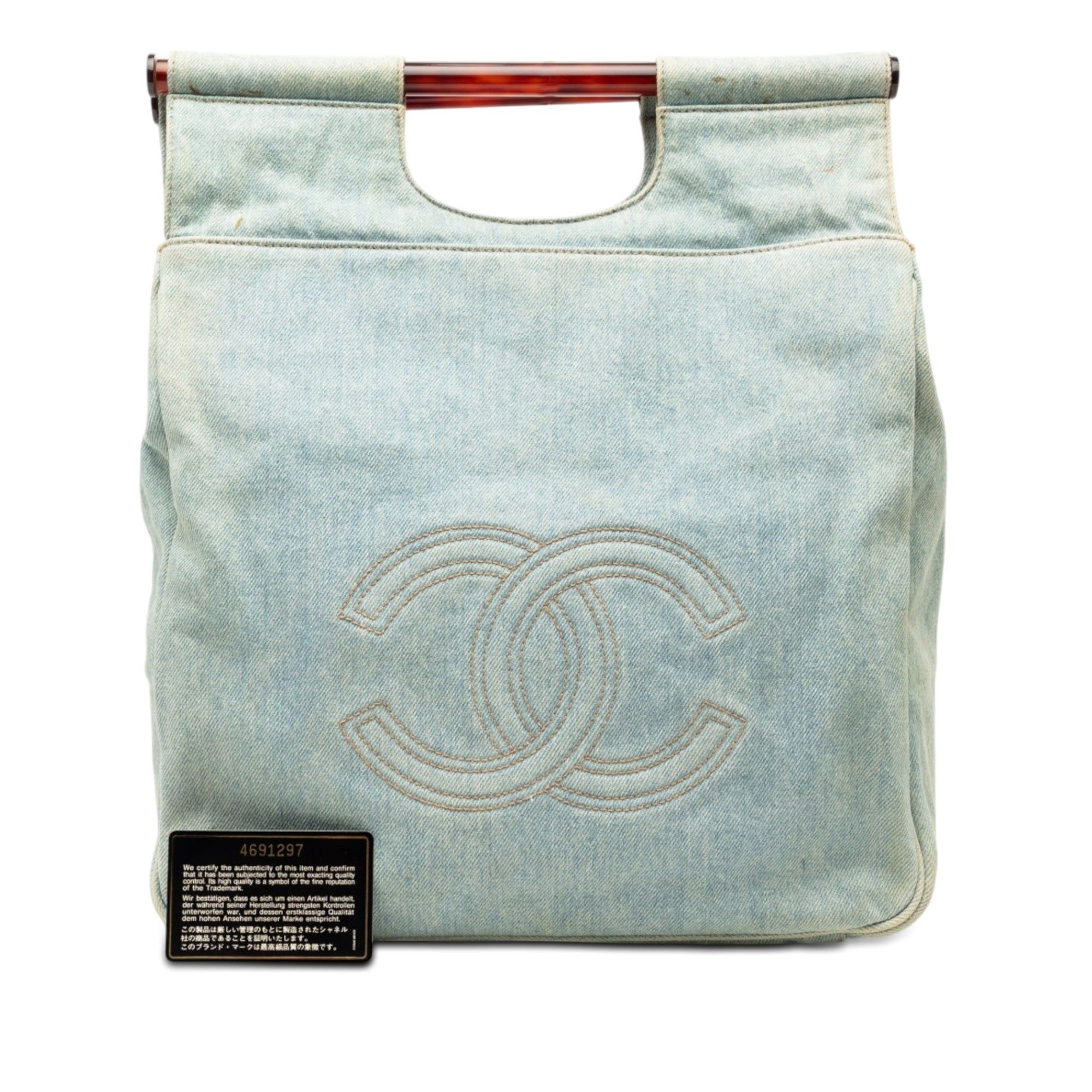 Chanel CC Denim Tortoise Handle Tote Size ONE SIZE - 8 Thumbnail