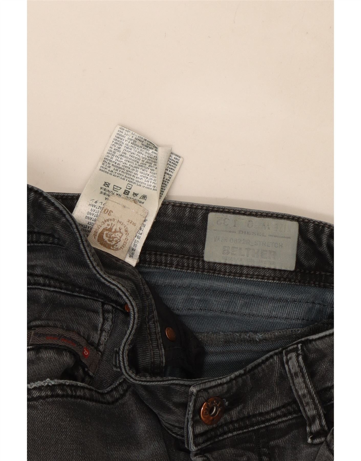 Diesel Womens Belther Regular Slim Jeans W30 L30 Grey Cotton Size 42" / US 20 - 3 Thumbnail