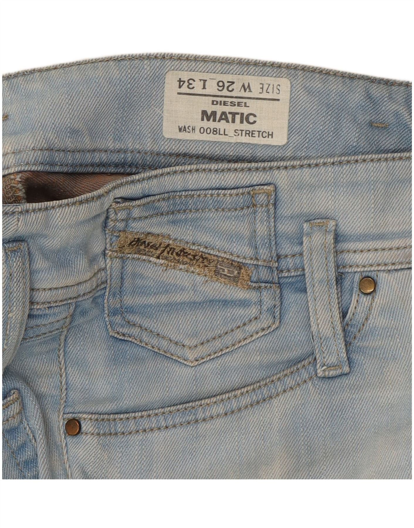 Diesel Womens Matic Low Waist Slim Jeans W26 L34 Blue Cotton Size 42" / US 20 - 3 Thumbnail