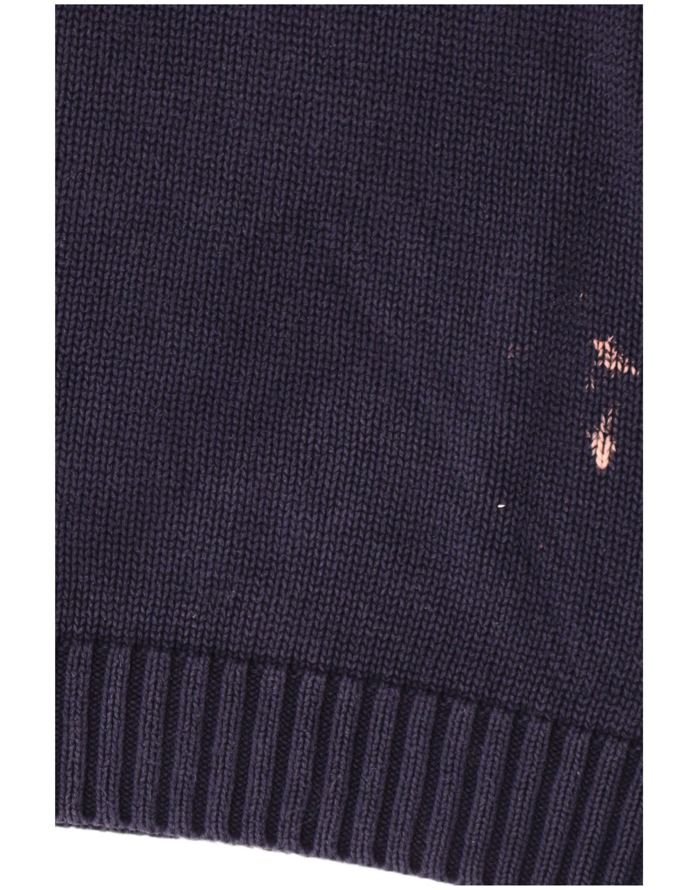 Polo Ralph Lauren Mens Crew Neck Jumper Sweater Small Navy Blue Cotton Size US L / EU 52-54 / 3 - 3 Thumbnail