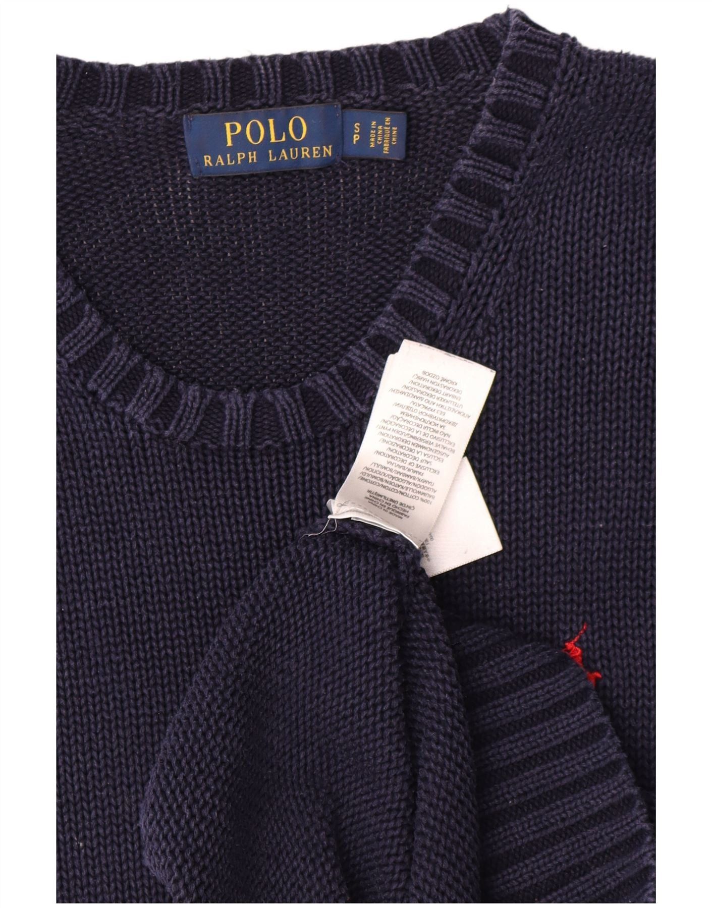 Polo Ralph Lauren Mens Crew Neck Jumper Sweater Small Navy Blue Cotton Size US L / EU 52-54 / 3 - 4 Thumbnail