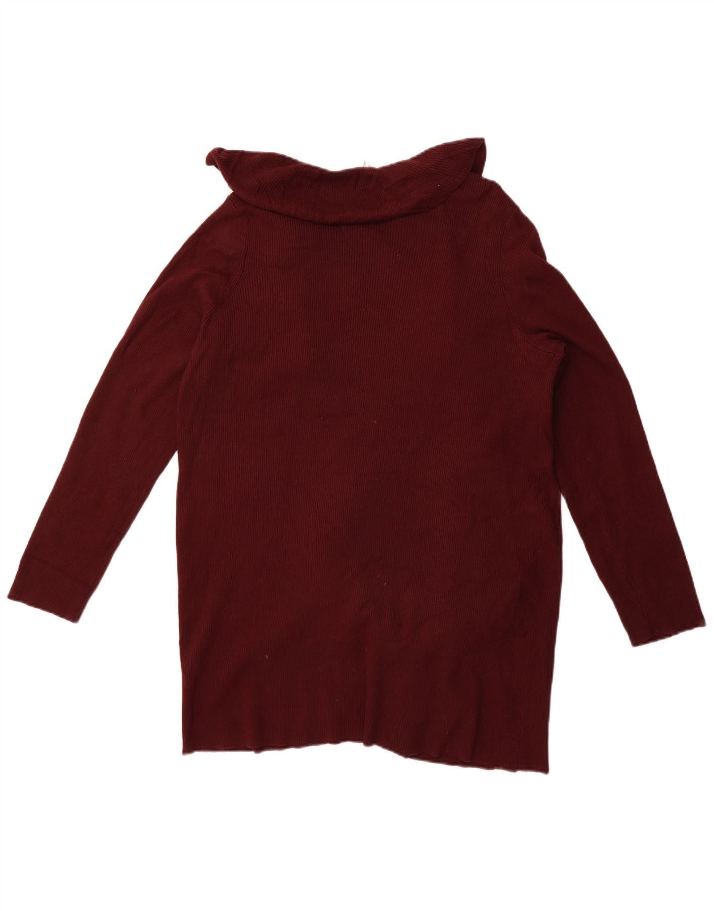 Ralph Lauren Womens Longline Open Cardigan Sweater UK 18 XL Maroon Cotton Size M / US 6-8 / IT 42-44 - 2 Thumbnail