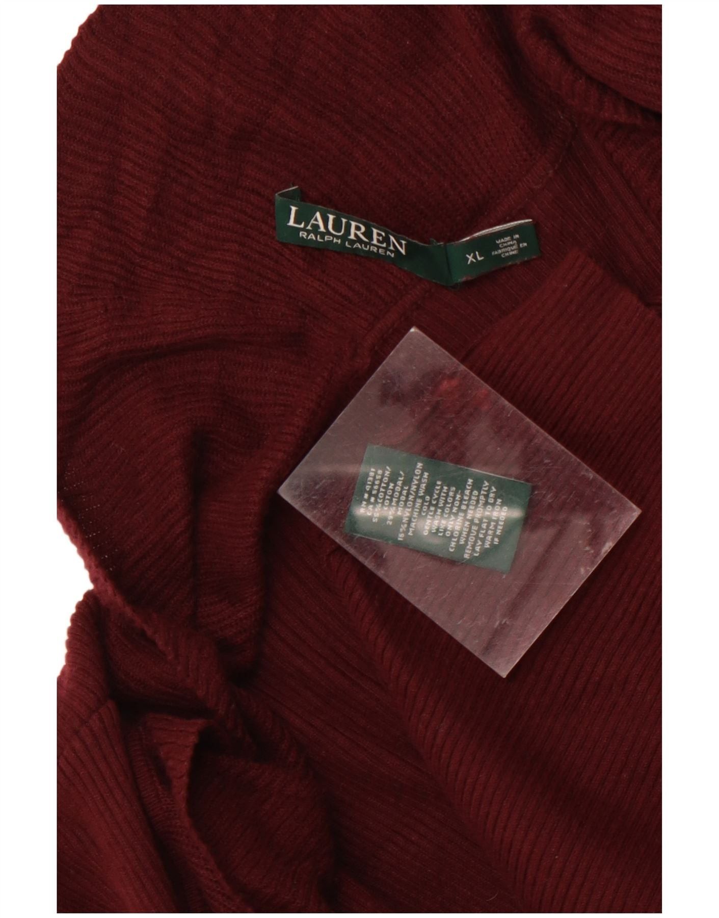 Ralph Lauren Womens Longline Open Cardigan Sweater UK 18 XL Maroon Cotton Size M / US 6-8 / IT 42-44 - 3 Thumbnail