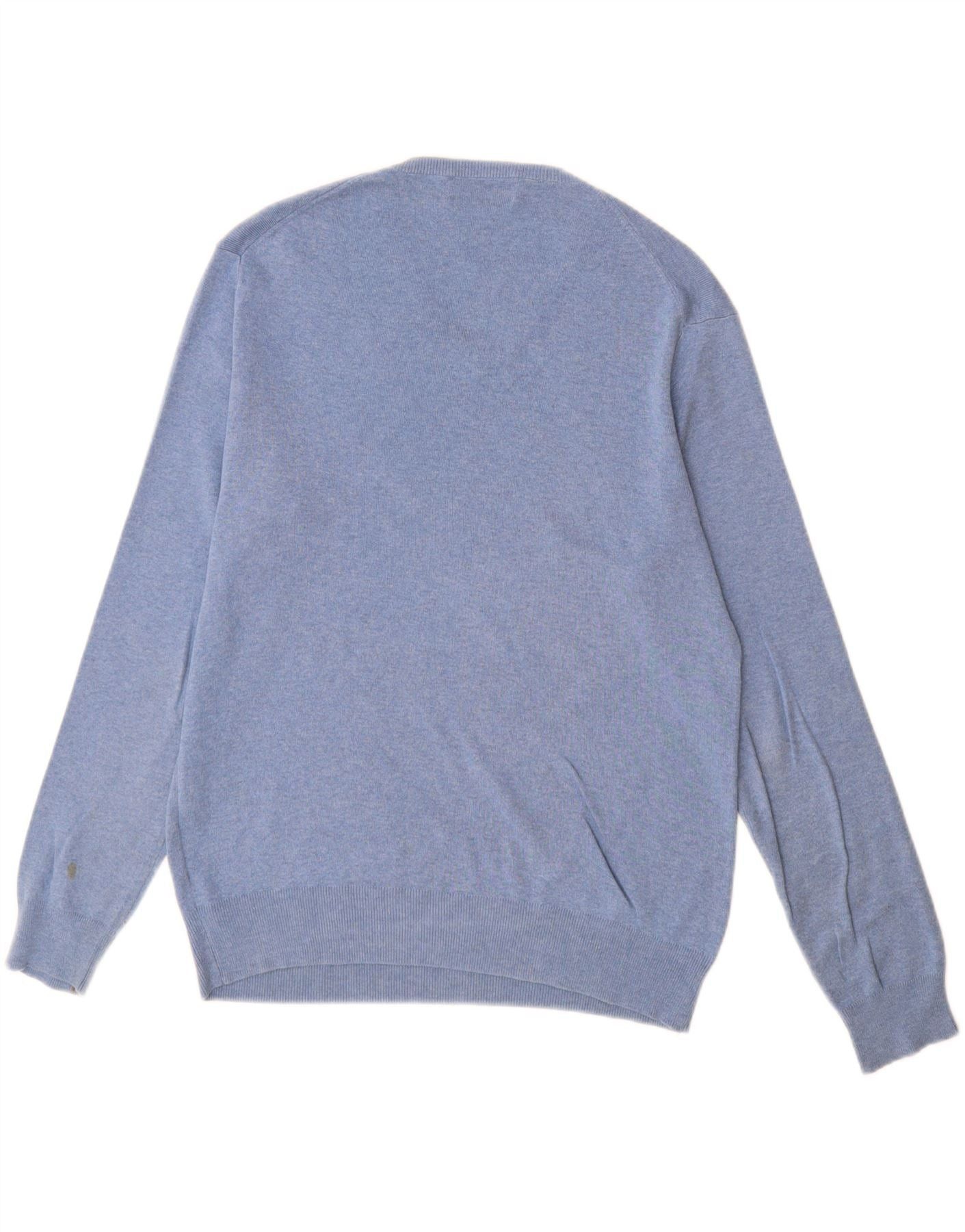 Polo Ralph Lauren Mens V-Neck Jumper Sweater Medium Blue Cotton Size US M / EU 48-50 / 2 - 2 Thumbnail