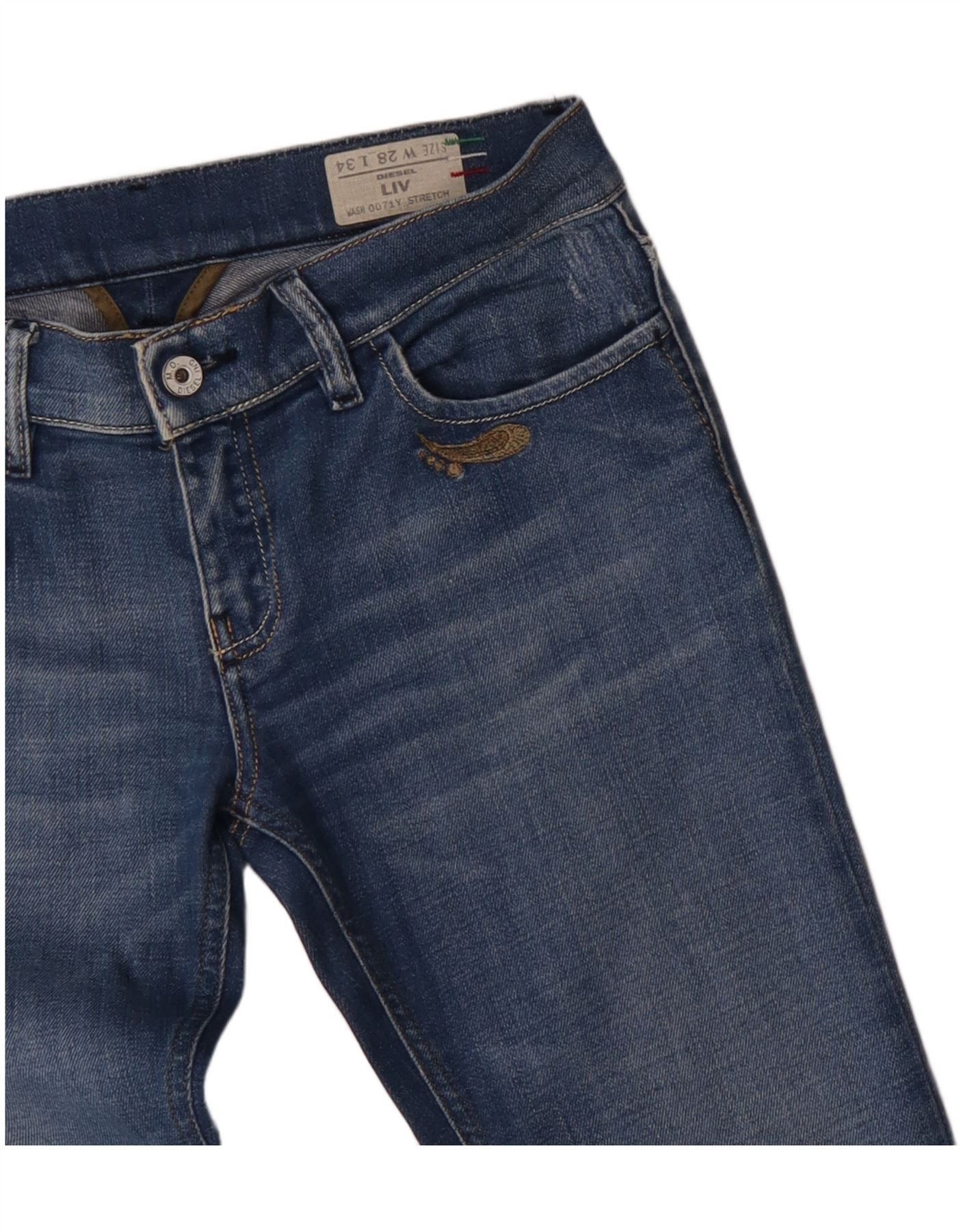 Diesel Womens Liv Slim Jeans W28 L30 Blue Paisley Cotton Size 42" / US 20 - 5 Thumbnail