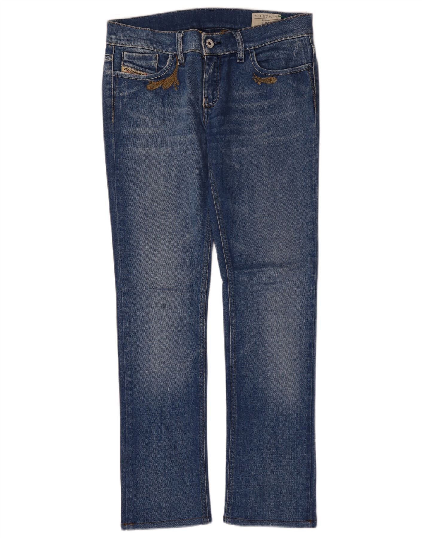 Diesel Womens Liv Slim Jeans W28 L30 Blue Paisley Cotton Size 42" / US 20 - 3 Thumbnail