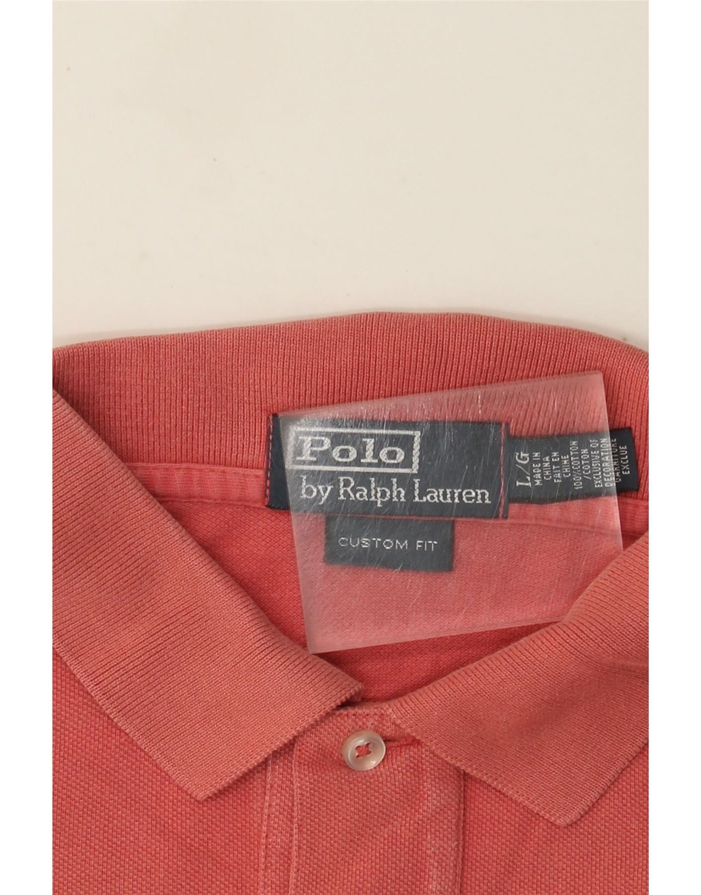 Polo Ralph Lauren Mens Custom Fit Polo Shirt Large Pink Cotton Size US L / EU 52-54 / 3 - 4 Thumbnail