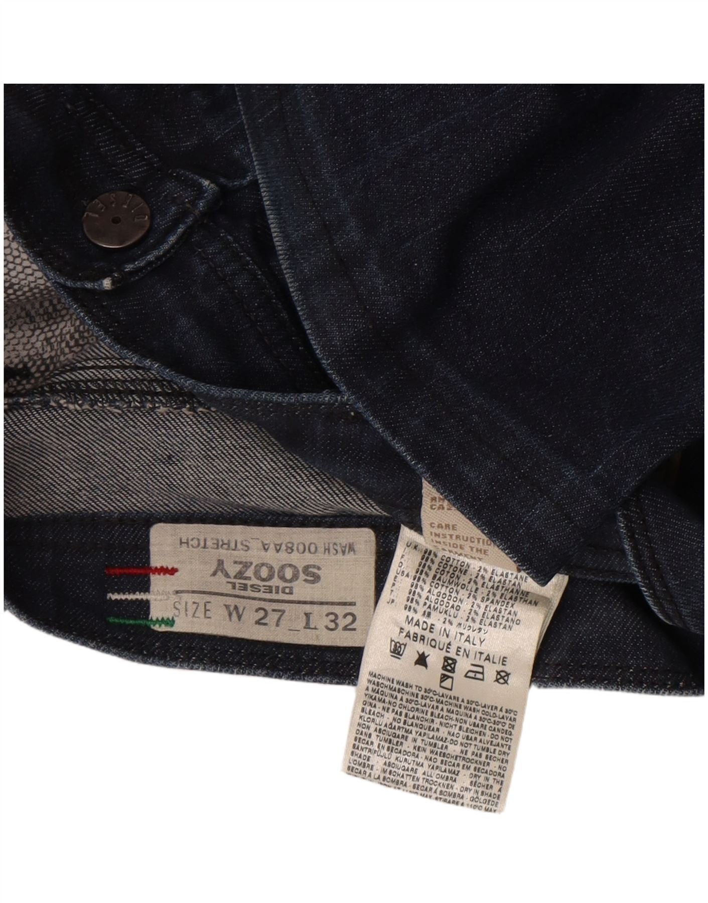 Diesel Womens Soozy Straight Jeans W27 L32 Navy Blue Cotton Size 42" / US 20 - 3 Thumbnail