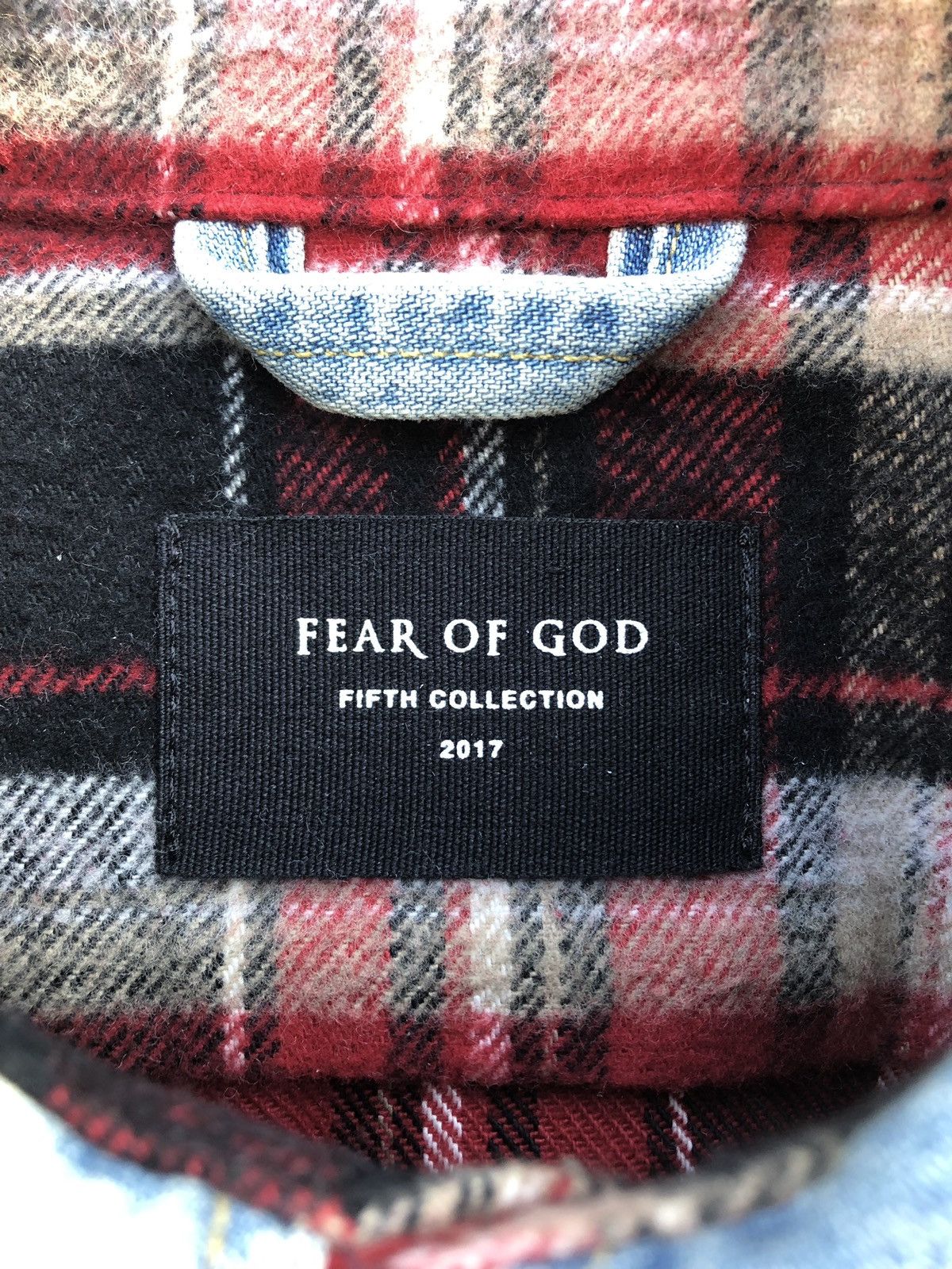 Fear Of God Fifth Collection Oversized Denim Shirt in Red