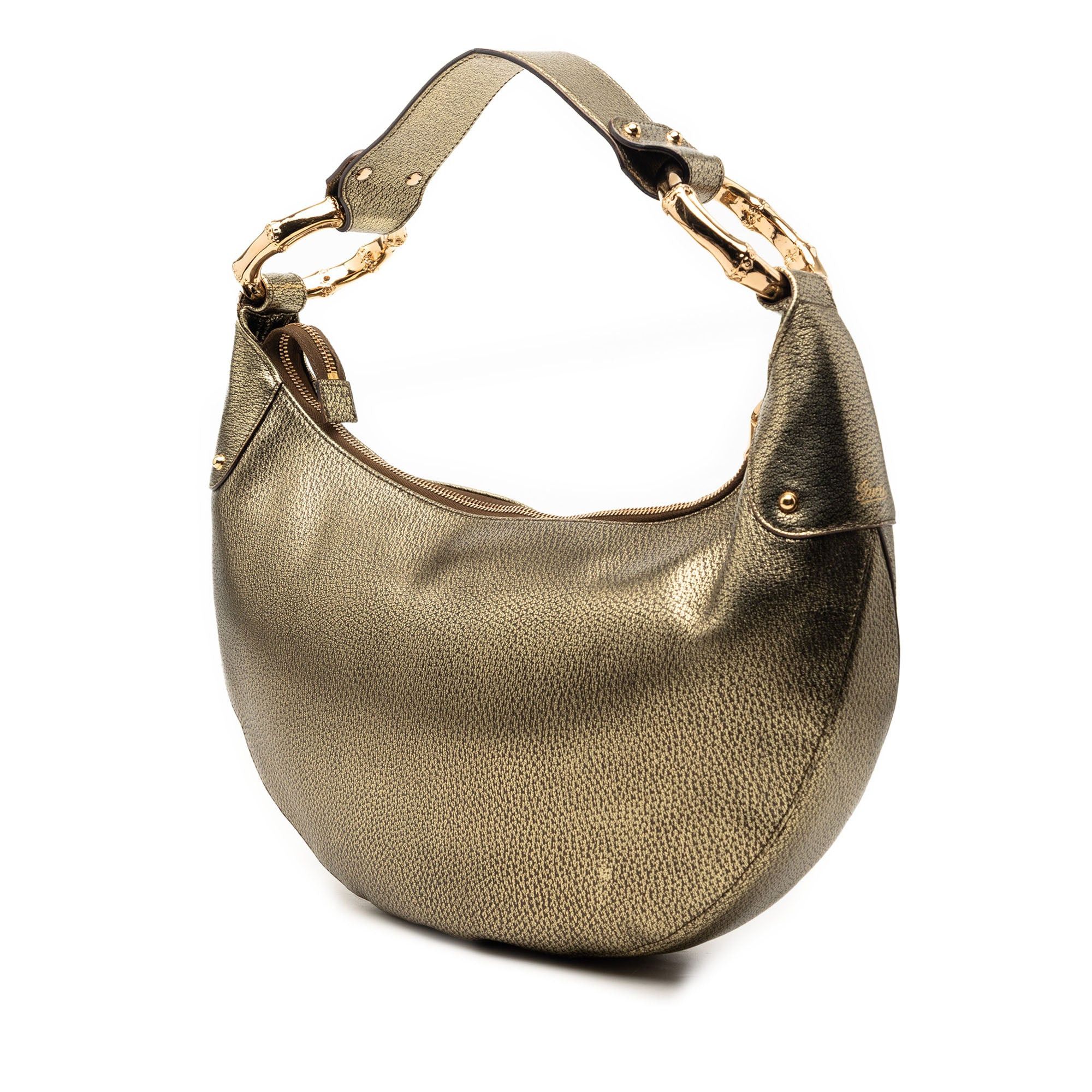 Gucci Medium Metallic Leather Bamboo Ring Hobo Size ONE SIZE - 2 Thumbnail