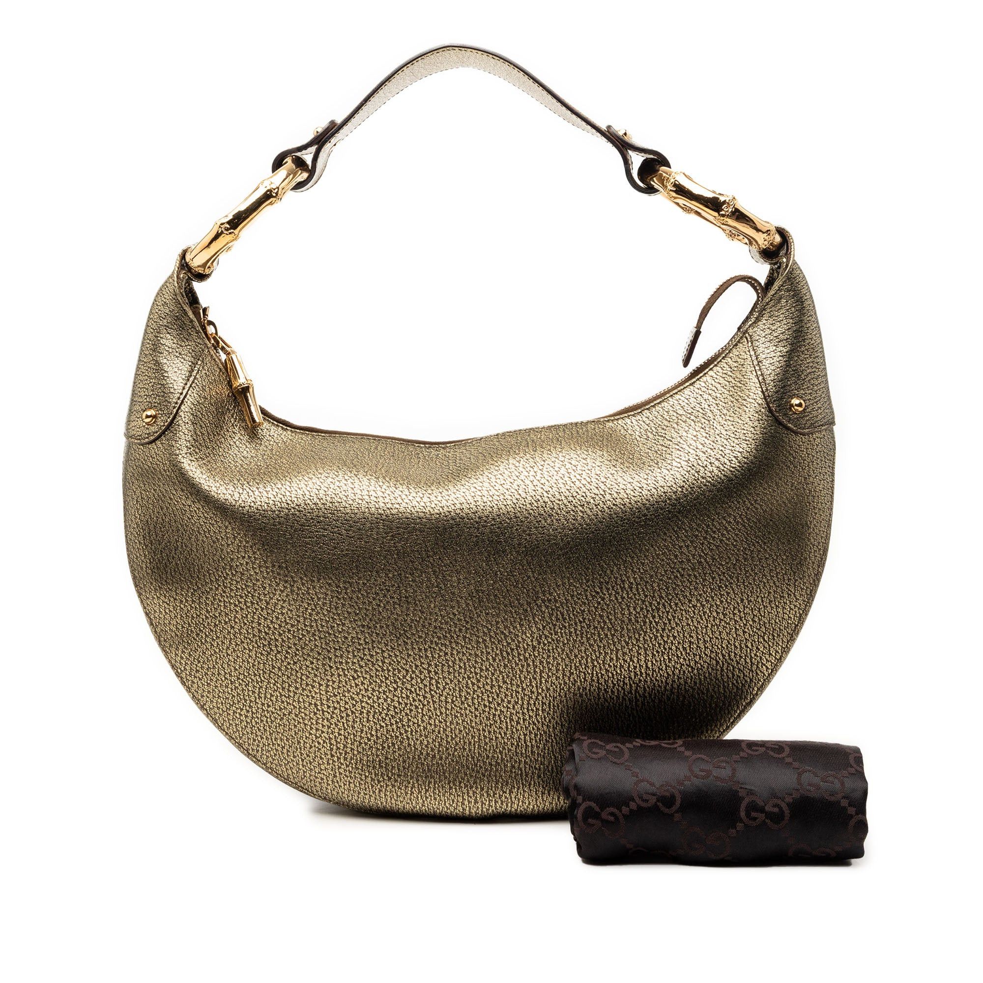 Gucci Medium Metallic Leather Bamboo Ring Hobo Size ONE SIZE - 8 Thumbnail