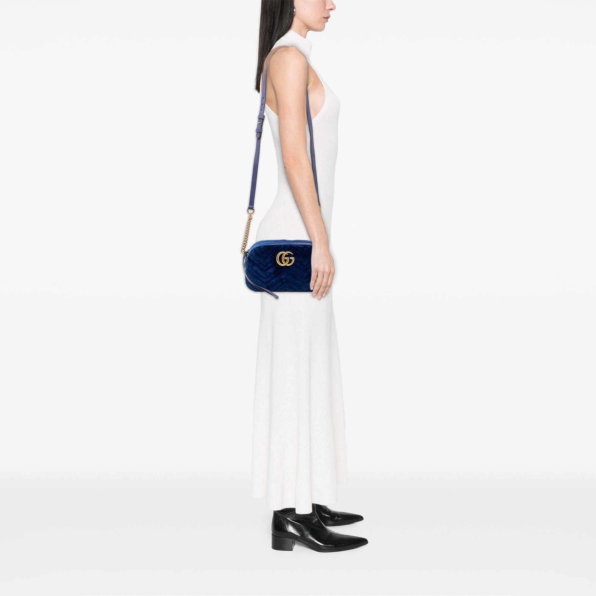 Gucci Small GG Marmont Matelasse Velvet Crossbody Size ONE SIZE - 9 Thumbnail