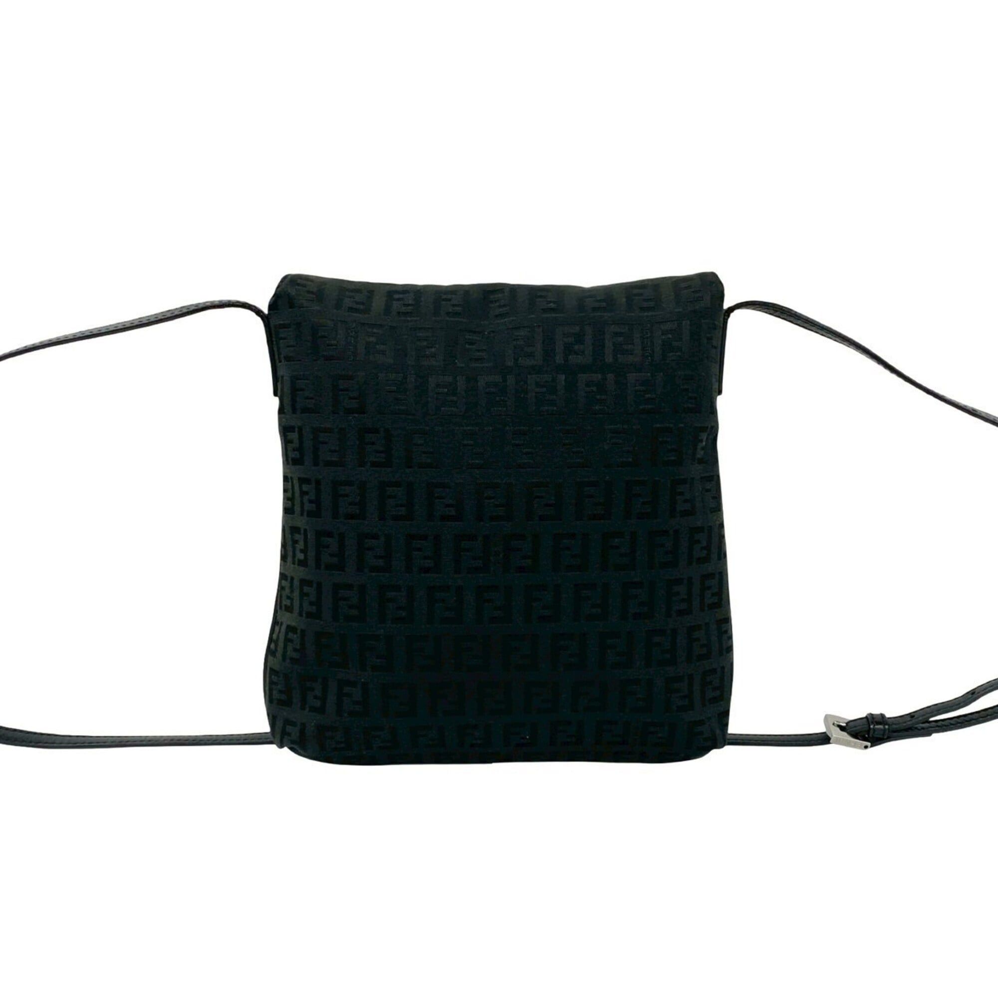 Fendi FENDI Zucchino FF Pattern Canvas Leather Genuine Shoulder Bag Pouch Sacoche Black 157-1 Size ONE SIZE - 3 Thumbnail