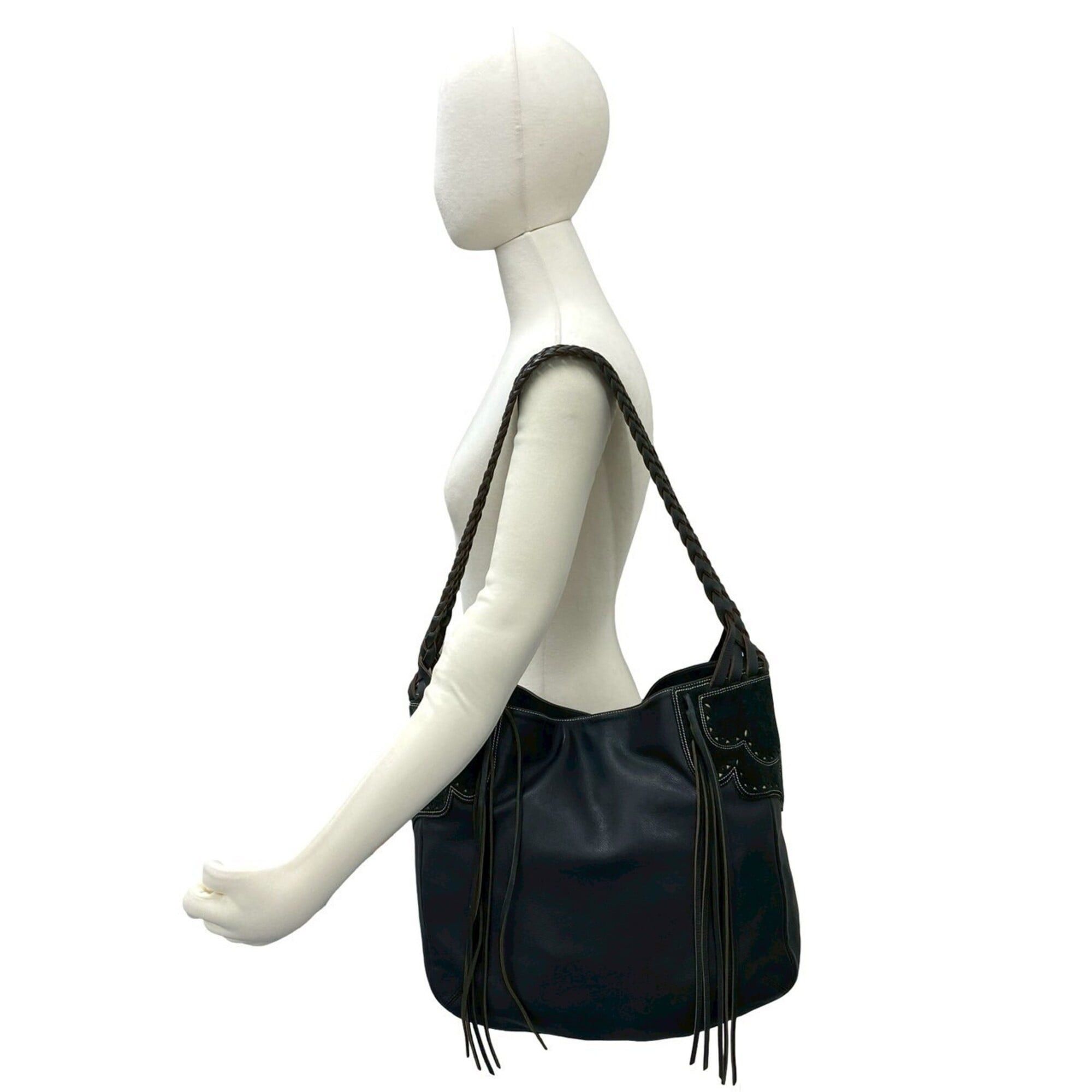 Loewe LOEWE (Loewe) Fringe Suede Leather Semi-Shoulder Bag / One-Shoulder Tote Bag, Black, ¥34,500 Size ONE SIZE - 2 Thumbnail