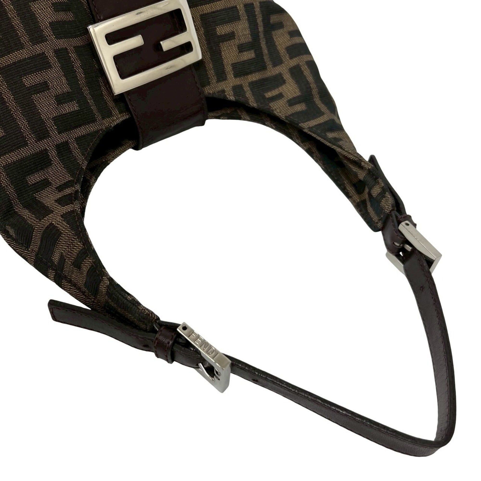 Fendi FENDI Zucca FF Pattern Canvas Leather Semi-One Shoulder Bag Mini Tote Brown 27631 Size ONE SIZE - 4 Thumbnail