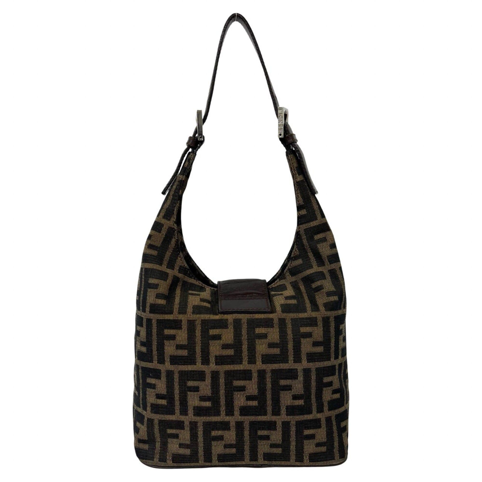 Fendi FENDI Zucca FF Pattern Canvas Leather Semi-One Shoulder Bag Mini Tote Brown 27631 Size ONE SIZE - 3 Thumbnail