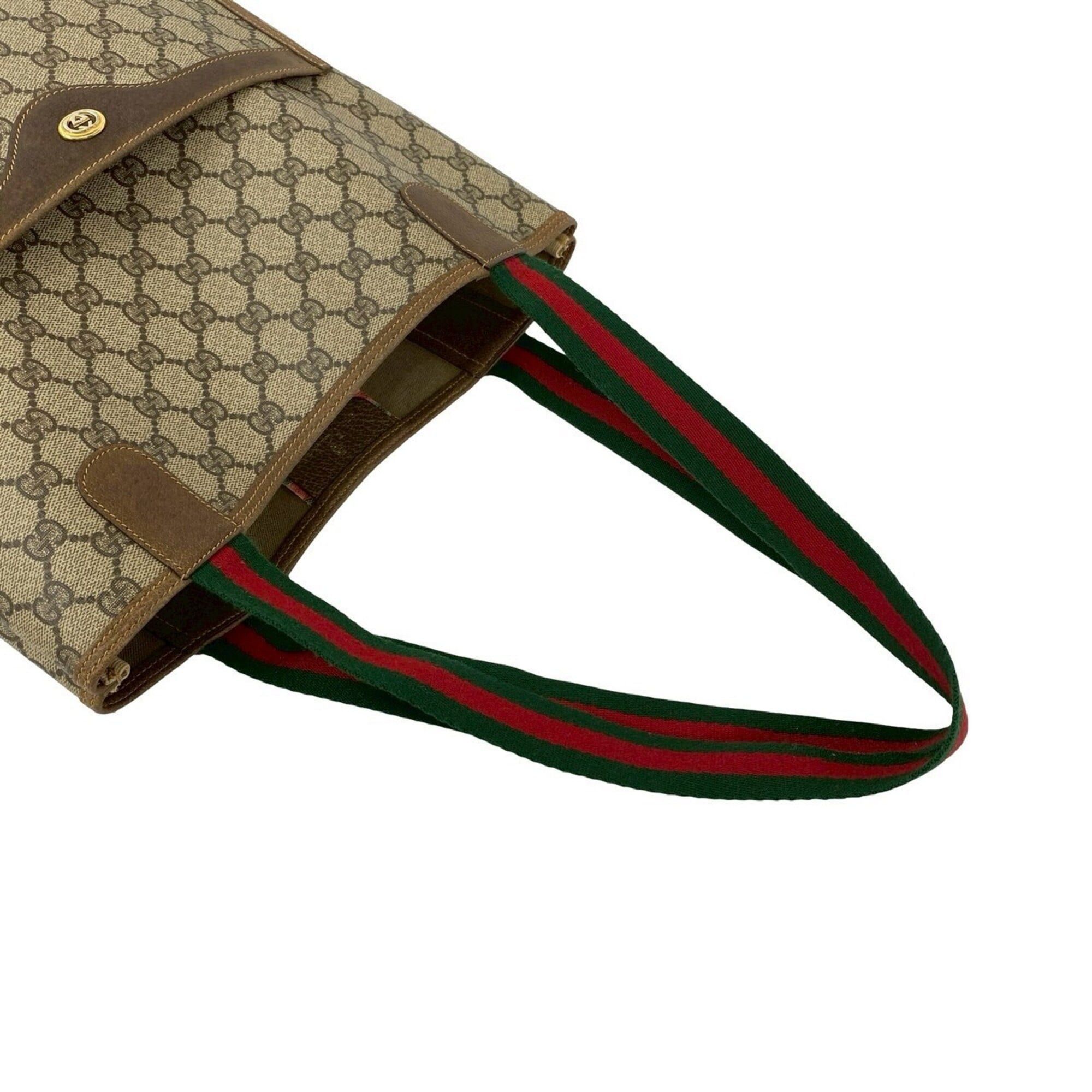 Gucci GUCCI Vintage Sherry Line GG Logo Leather Tote Bag/Handbag, Brown, 88824 Size ONE SIZE - 4 Thumbnail