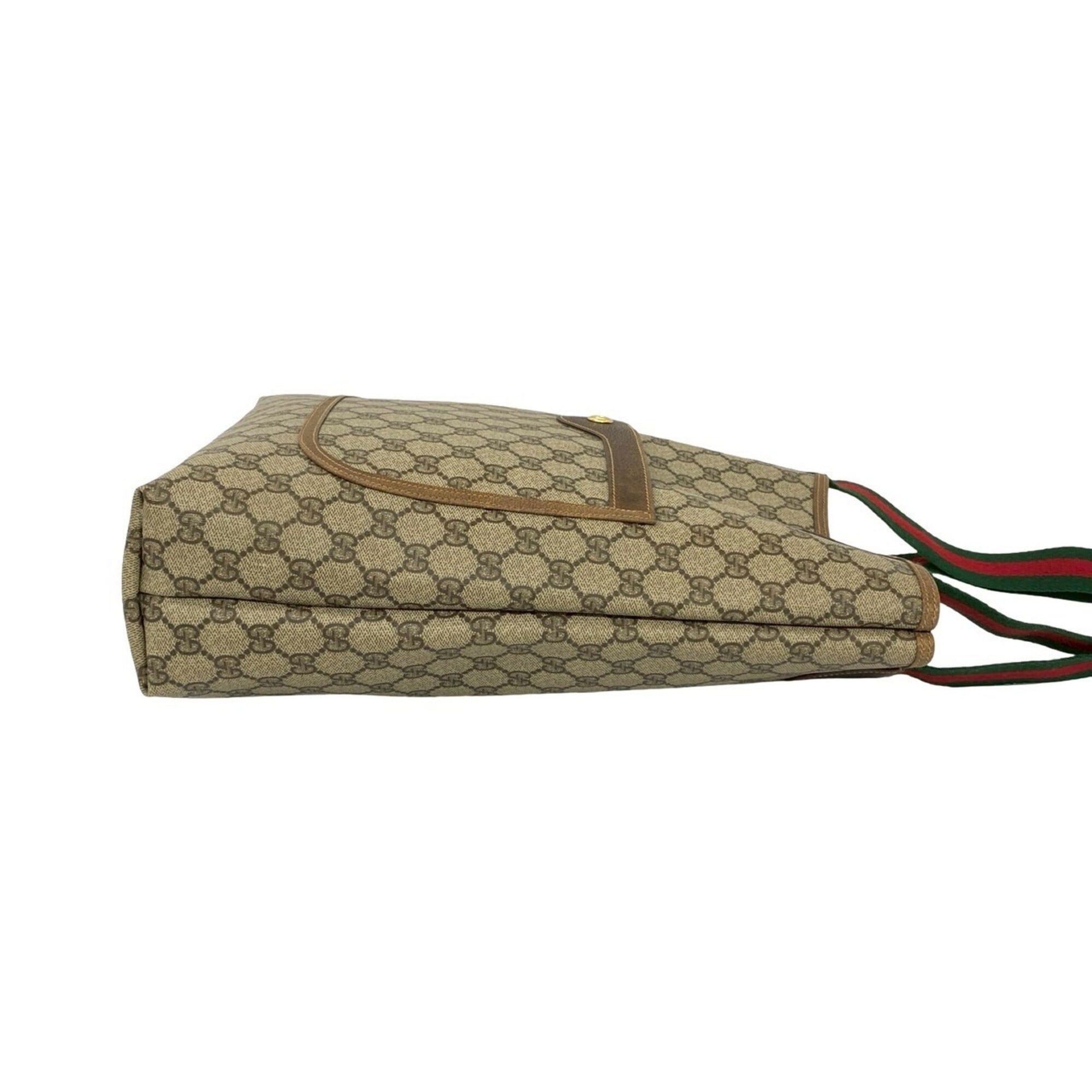 Gucci GUCCI Vintage Sherry Line GG Logo Leather Tote Bag/Handbag, Brown, 88824 Size ONE SIZE - 6 Thumbnail