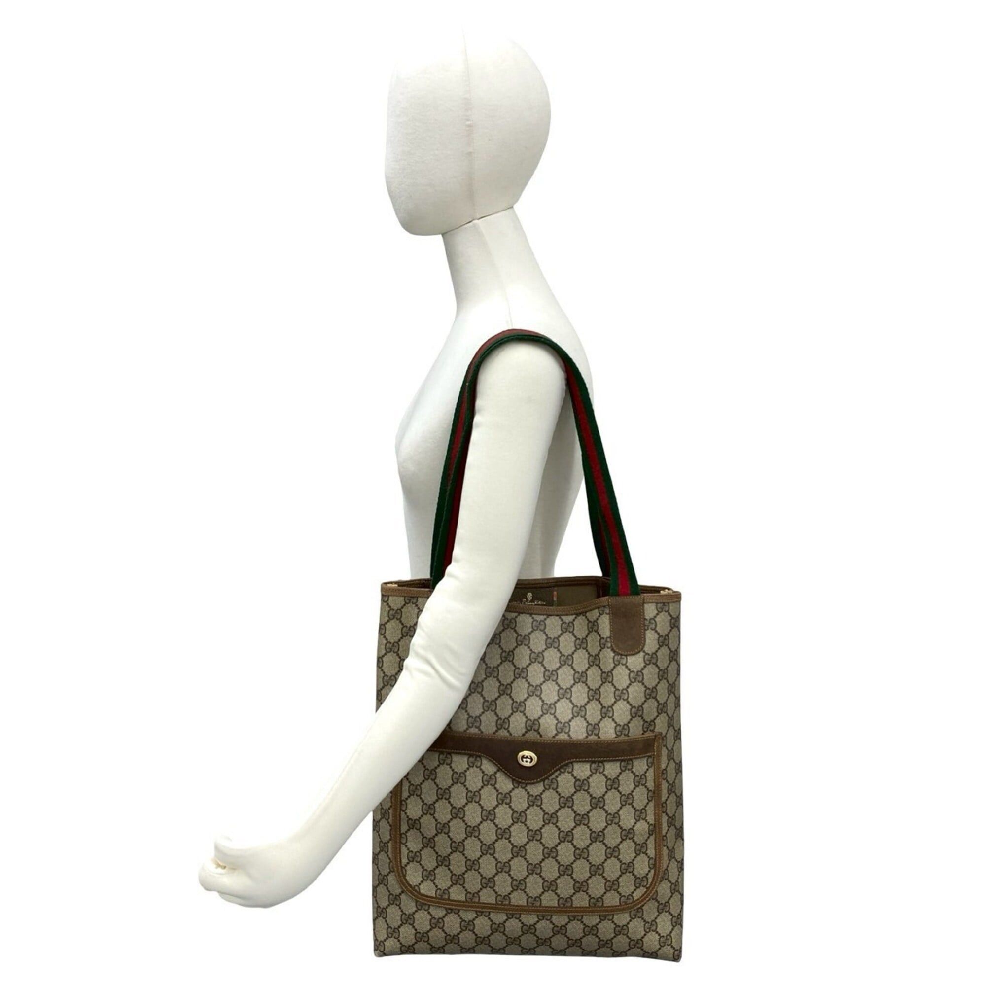 Gucci GUCCI Vintage Sherry Line GG Logo Leather Tote Bag/Handbag, Brown, 88824 Size ONE SIZE - 2 Thumbnail