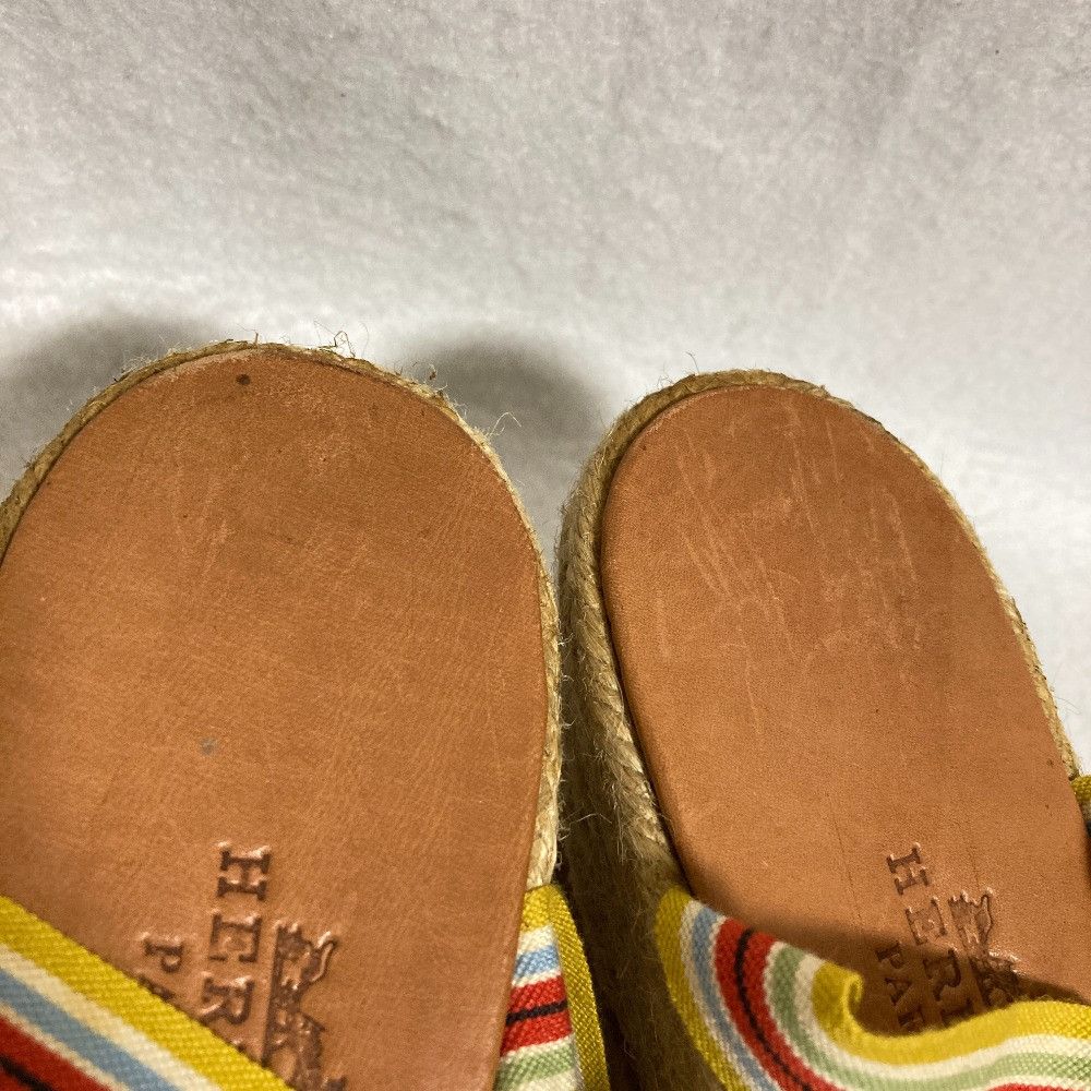 Hermes Hermes Hermes Stripe Ribbon Strap Jute Wedge Sandals Textile Shoes DUTY FREE for USA Size ONE SIZE - 11 Thumbnail