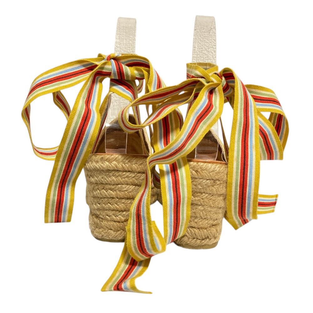 Hermes Hermes Hermes Stripe Ribbon Strap Jute Wedge Sandals Textile Shoes DUTY FREE for USA Size ONE SIZE - 3 Thumbnail