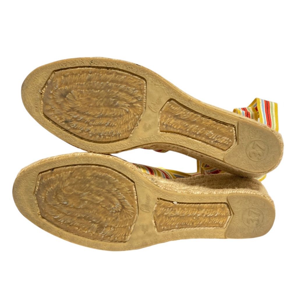 Hermes Hermes Hermes Stripe Ribbon Strap Jute Wedge Sandals Textile Shoes DUTY FREE for USA Size ONE SIZE - 6 Thumbnail