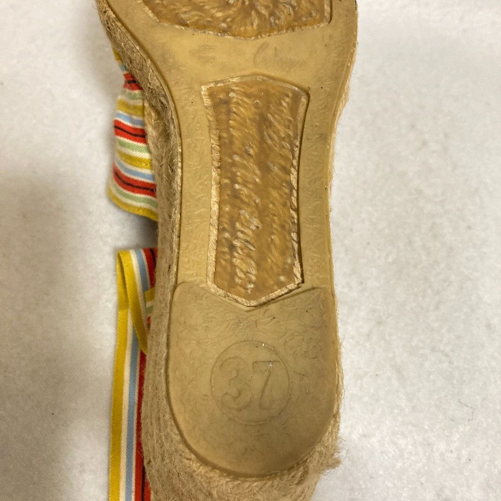 Hermes Hermes Hermes Stripe Ribbon Strap Jute Wedge Sandals Textile Shoes DUTY FREE for USA Size ONE SIZE - 8 Thumbnail