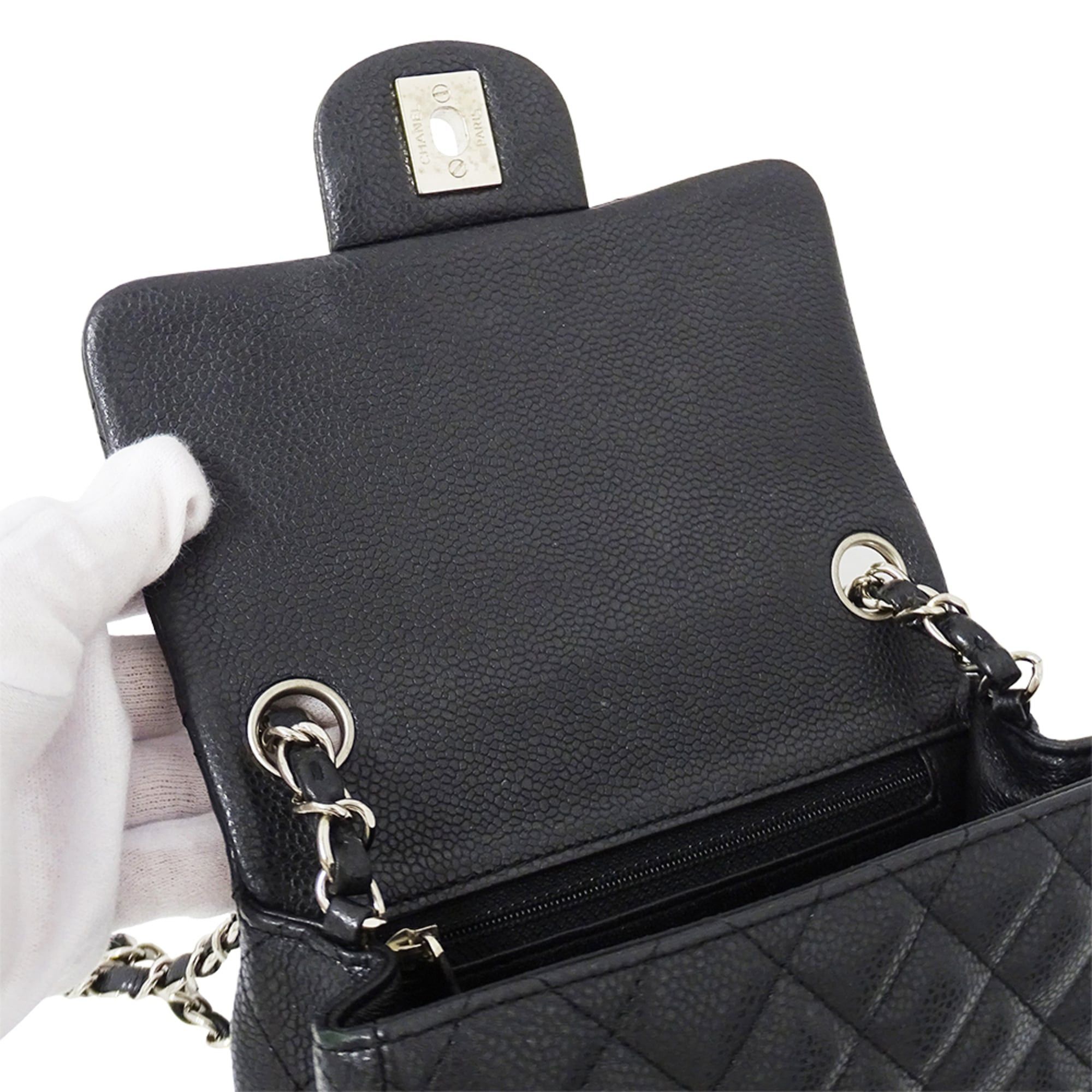 Chanel Chanel Matelassé Mini Handbag for Women, Brand Name Shoulder Bag, Caviar Leather, Black, Silver Hardware, Chain Bag Size ONE SIZE - 8 Thumbnail