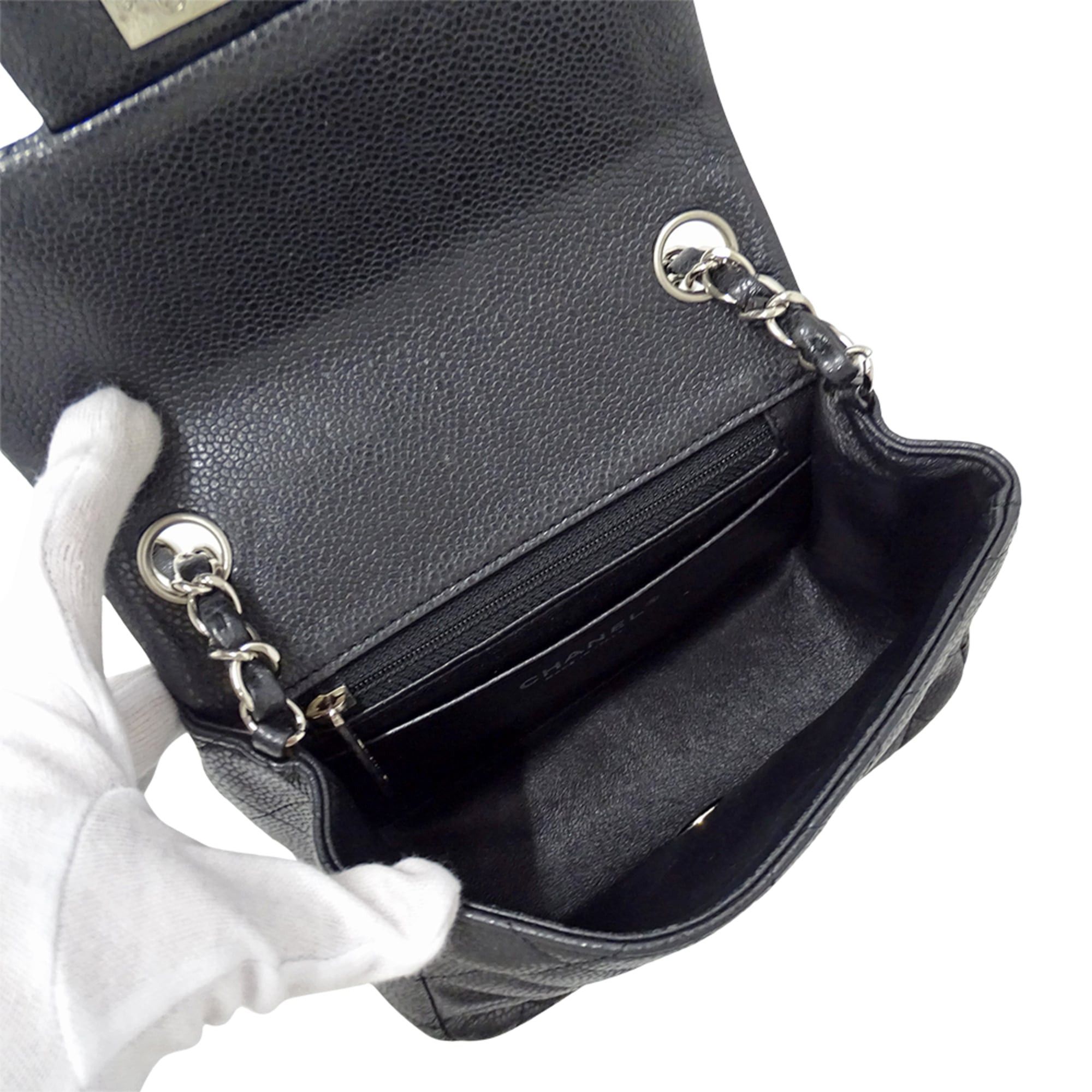 Chanel Chanel Matelassé Mini Handbag for Women, Brand Name Shoulder Bag, Caviar Leather, Black, Silver Hardware, Chain Bag Size ONE SIZE - 5 Thumbnail