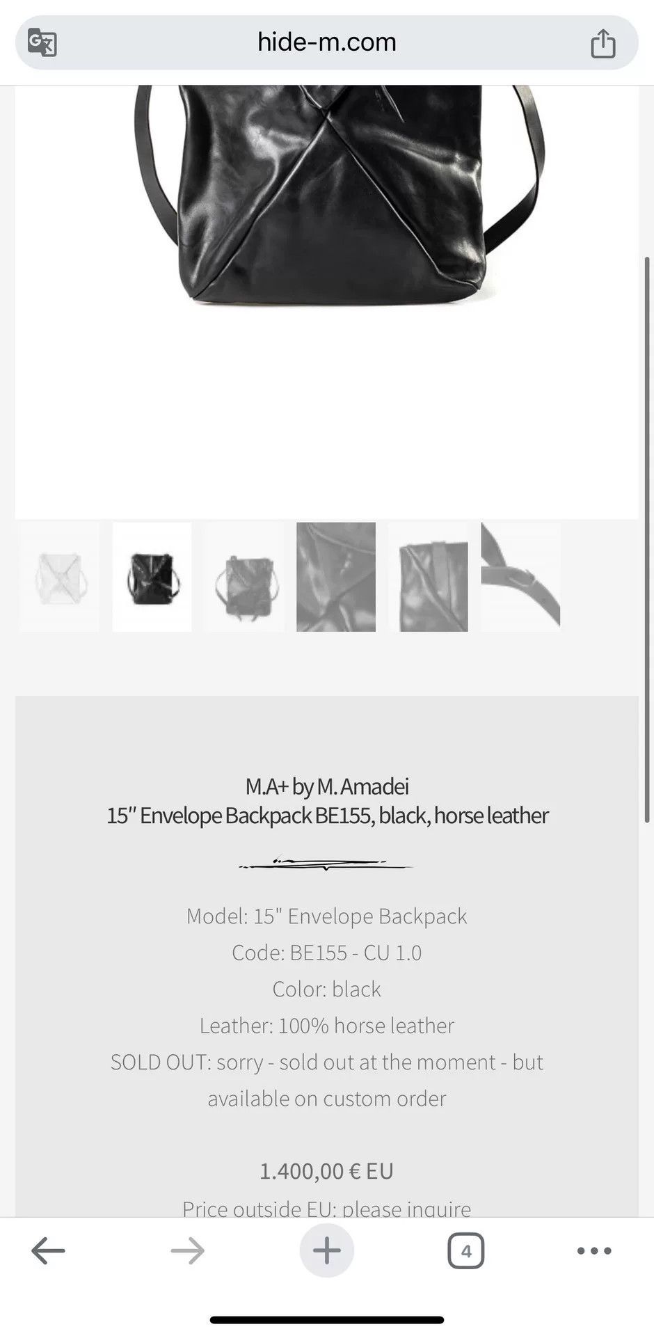 Ma+ Maurizio Amadei MA+ Horse Leather Envelope Bag Size ONE SIZE - 2 Thumbnail