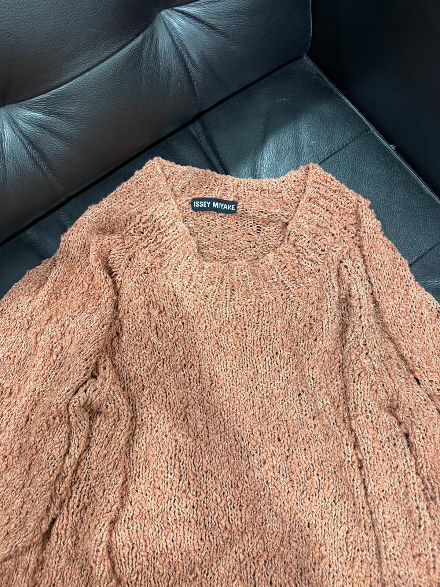 Issey Miyake Orange Cable Knit Long Sleeve Sweater Size US L / EU 52-54 / 3 - 3 Thumbnail