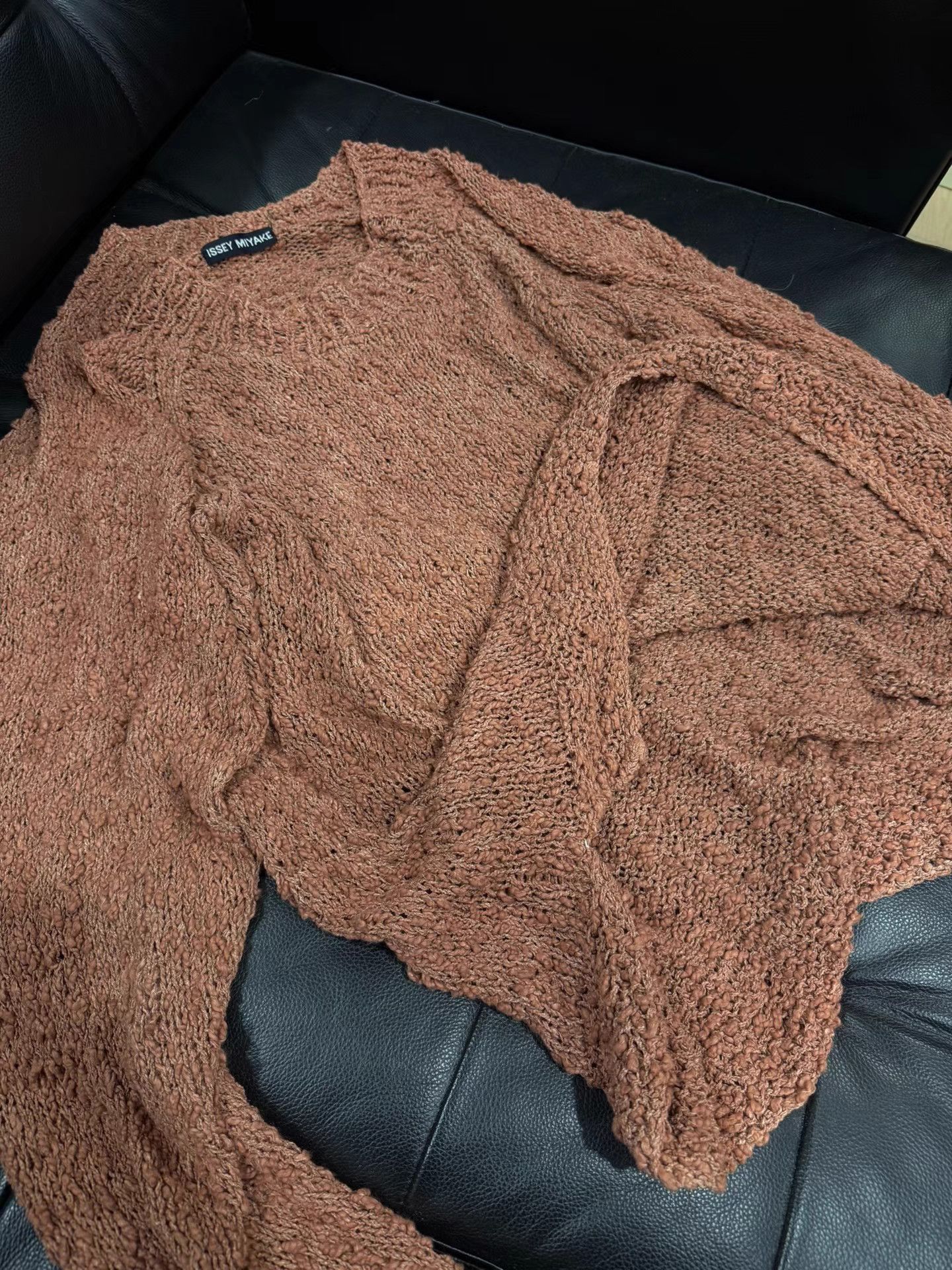 Issey Miyake Orange Cable Knit Long Sleeve Sweater Size US L / EU 52-54 / 3 - 6 Thumbnail