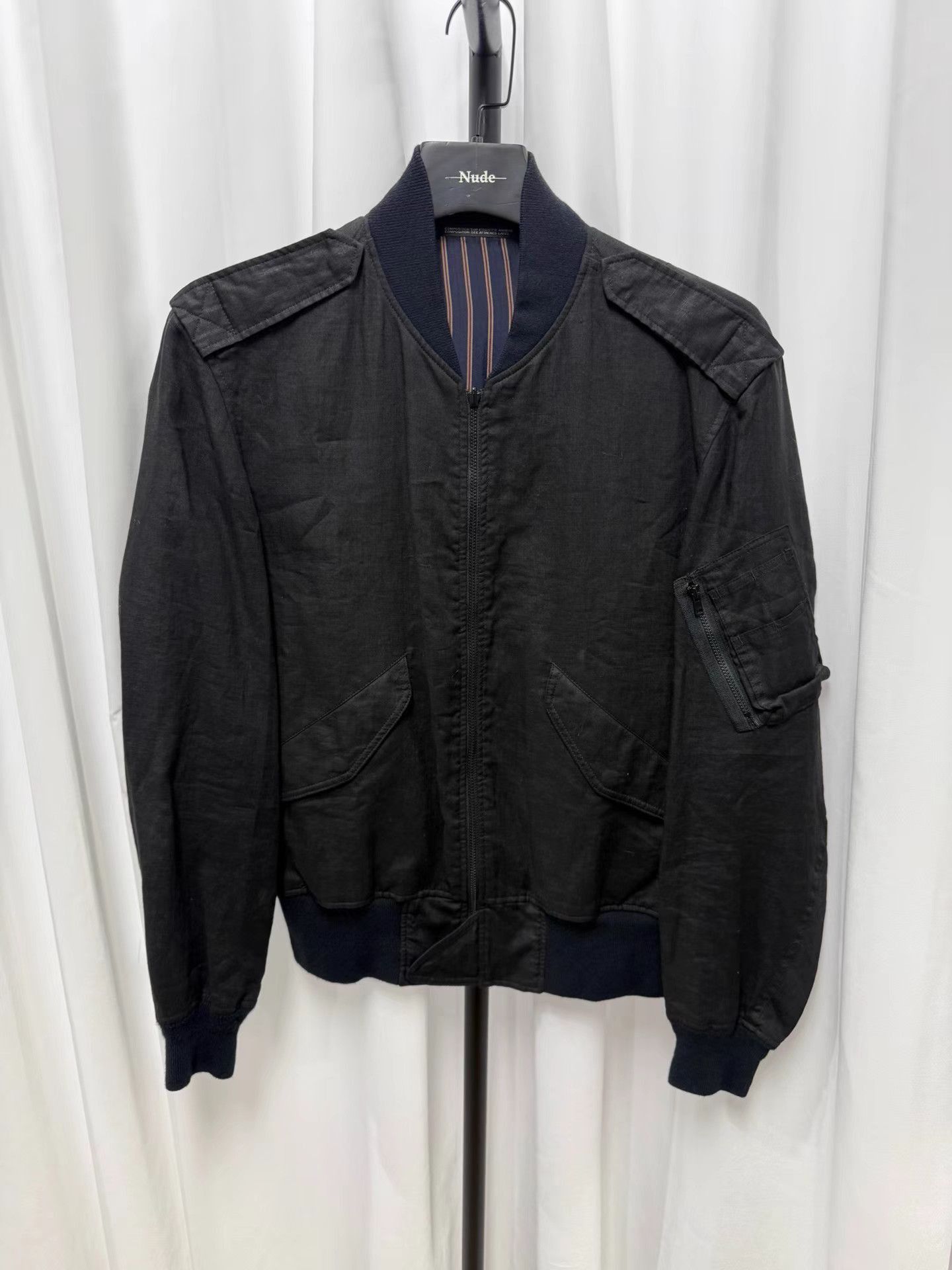 Yohji Yamamoto Striped Black Bomber Jacket Size M Size US M / EU 48-50 / 2 - 2 Thumbnail