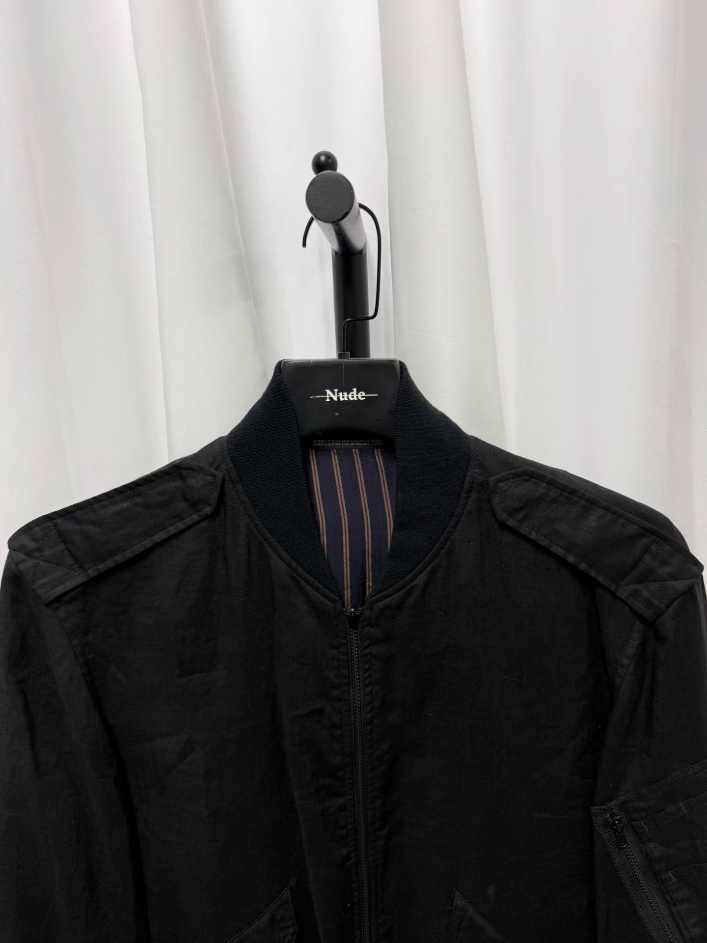 Yohji Yamamoto Striped Black Bomber Jacket Size M Size US M / EU 48-50 / 2 - 4 Thumbnail