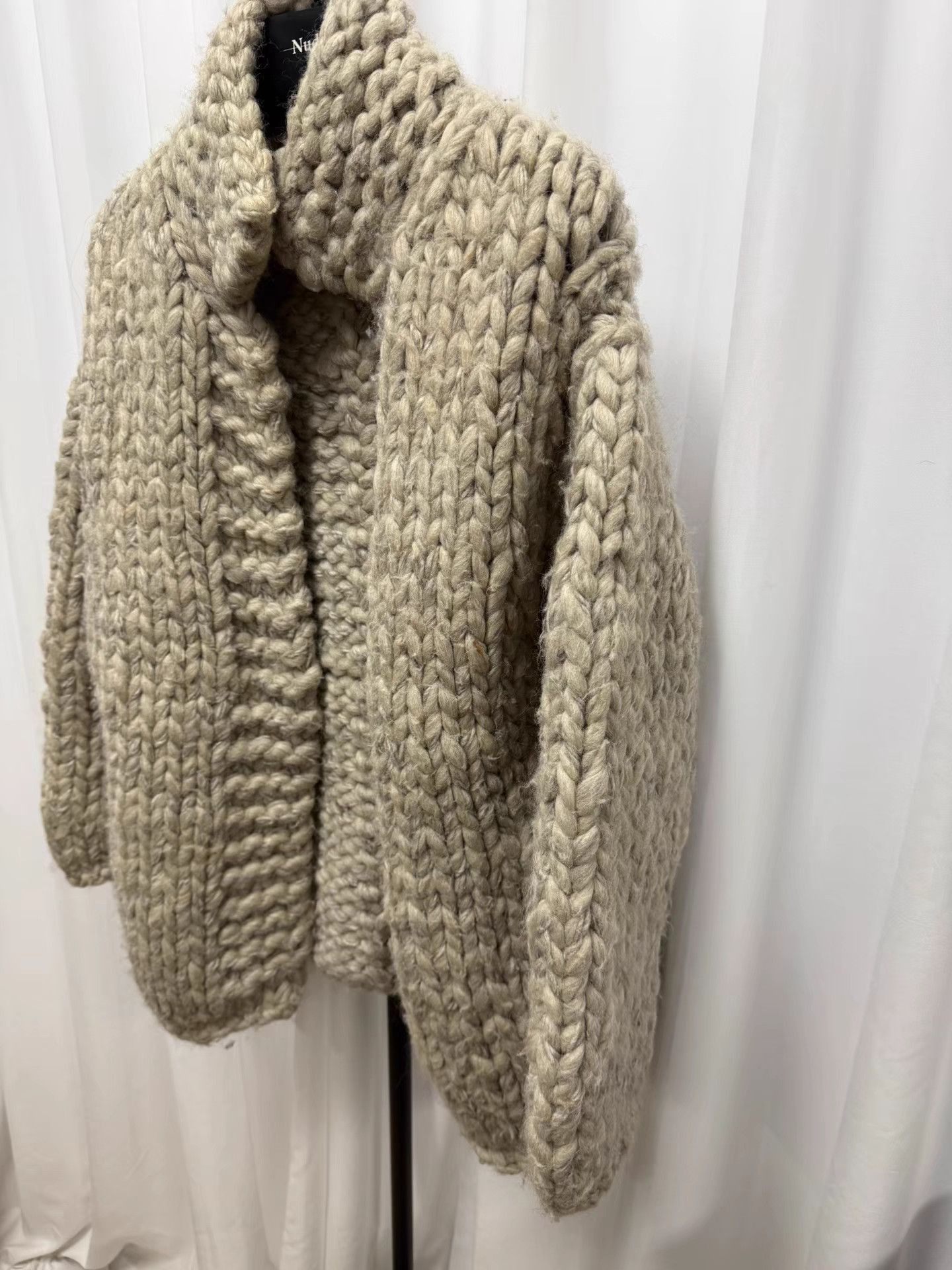 Yohji Yamamoto Beige Thick Knit Collared Coat Size L Size US L / EU 52-54 / 3 - 2 Thumbnail