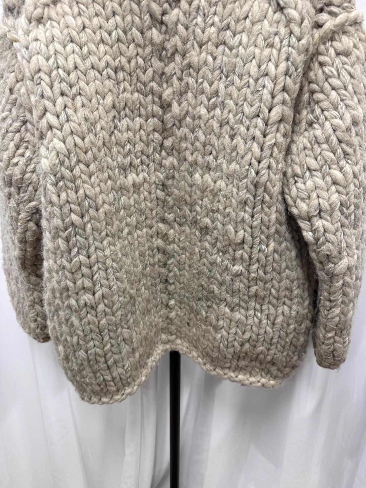 Yohji Yamamoto Beige Thick Knit Collared Coat Size L Size US L / EU 52-54 / 3 - 7 Thumbnail
