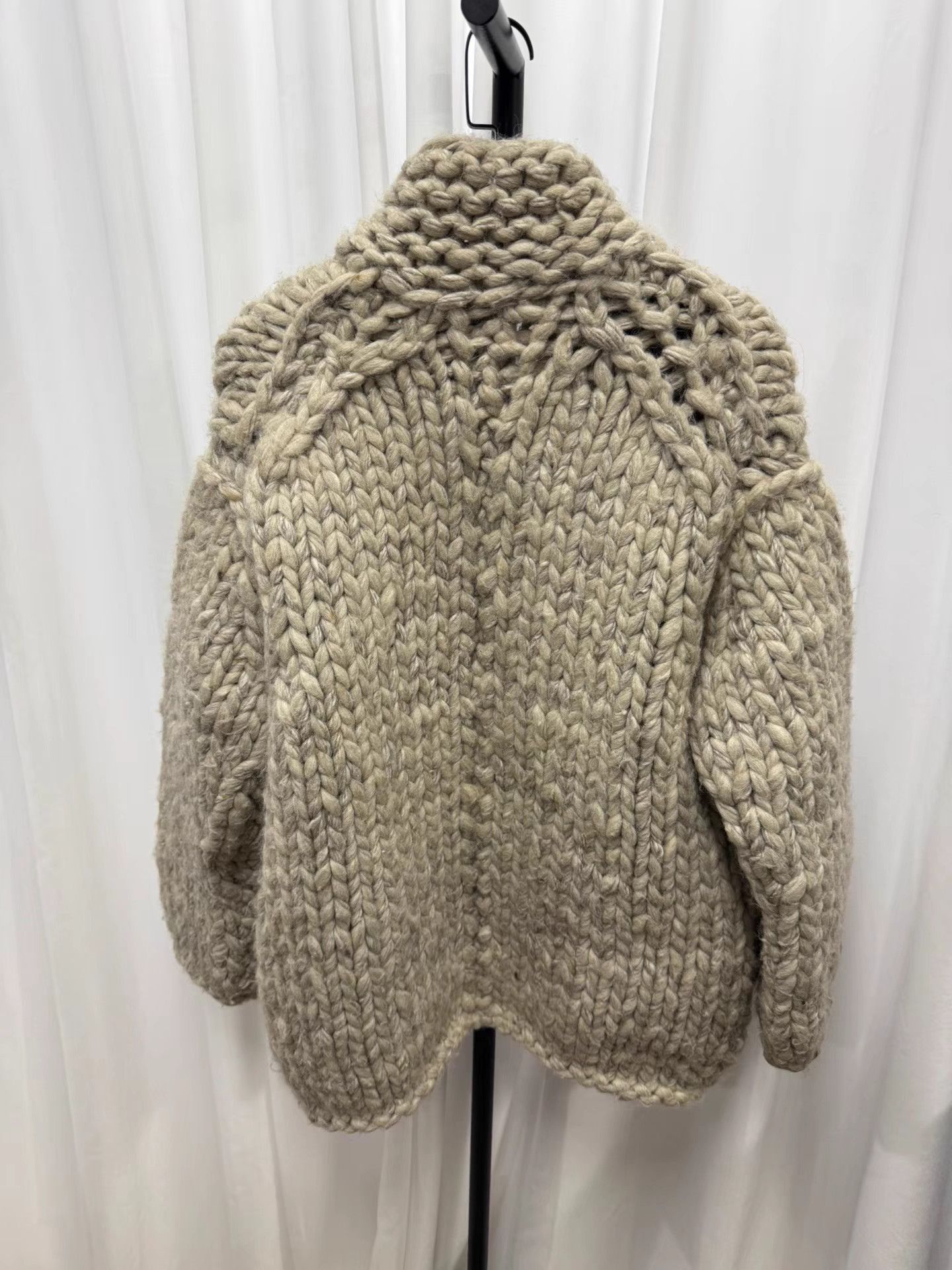 Yohji Yamamoto Beige Thick Knit Collared Coat Size L Size US L / EU 52-54 / 3 - 5 Thumbnail