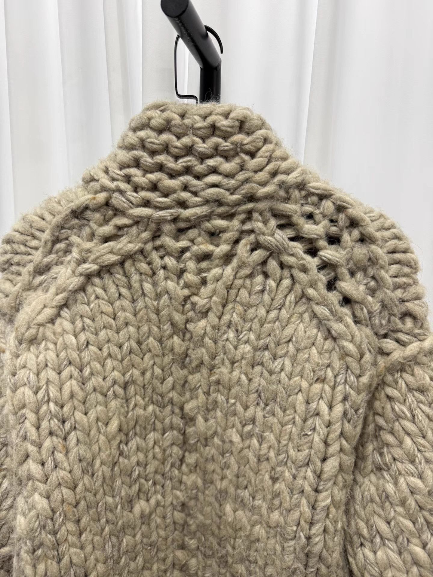 Yohji Yamamoto Beige Thick Knit Collared Coat Size L Size US L / EU 52-54 / 3 - 6 Thumbnail