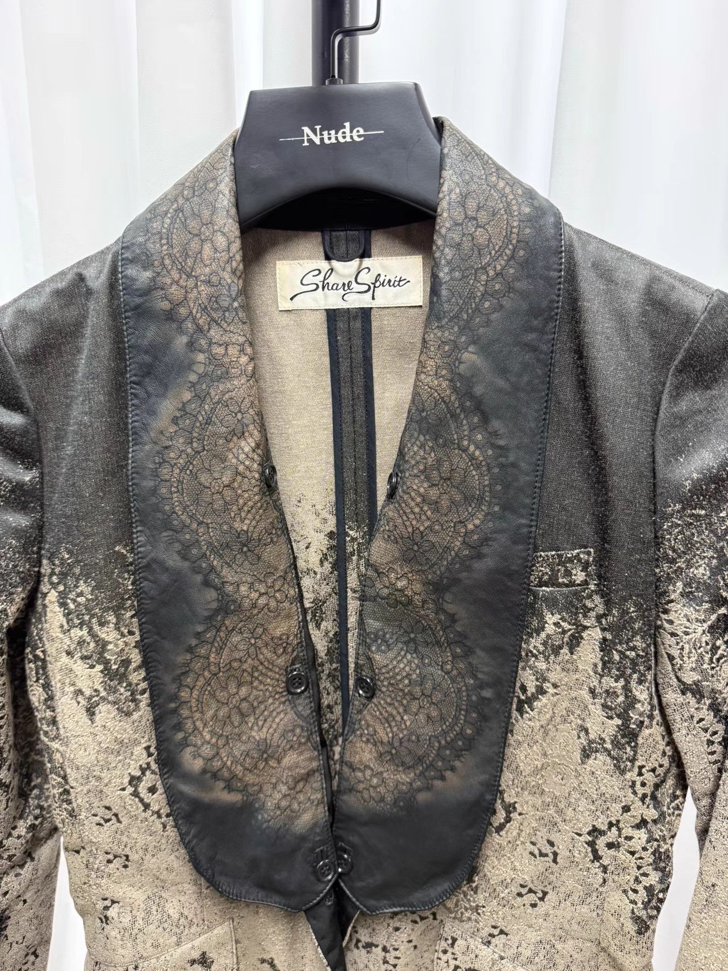Share Spirit Homme Gray Patterned Light Jacket with Lapel Size US M / EU 48-50 / 2 - 2 Thumbnail