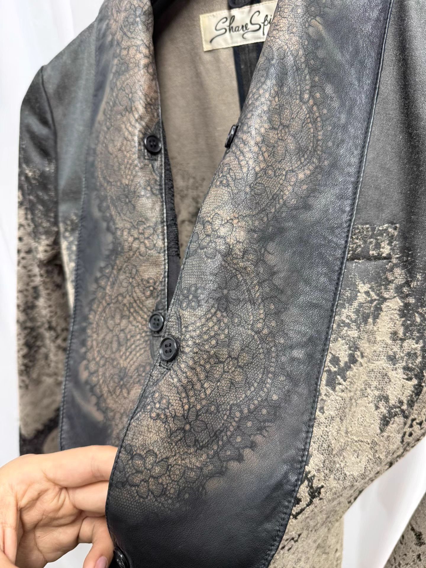 Share Spirit Homme Gray Patterned Light Jacket with Lapel Size US M / EU 48-50 / 2 - 4 Thumbnail