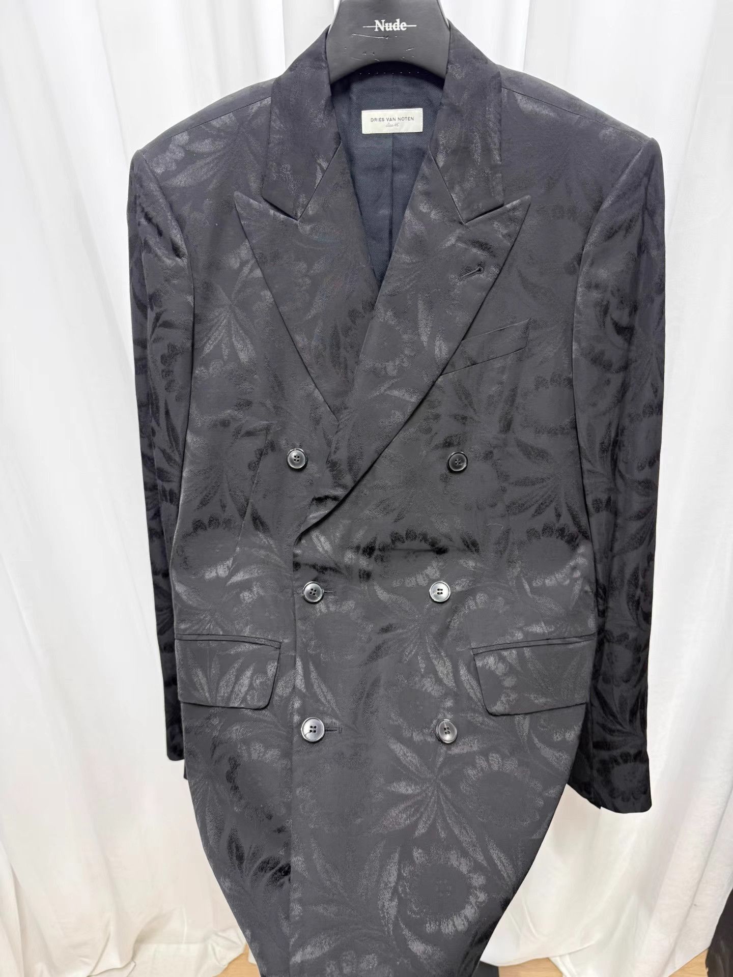 Diesel Black Floral Pattern Double-Breasted Blazer Size US S / EU 44-46 / 1 - 3 Thumbnail