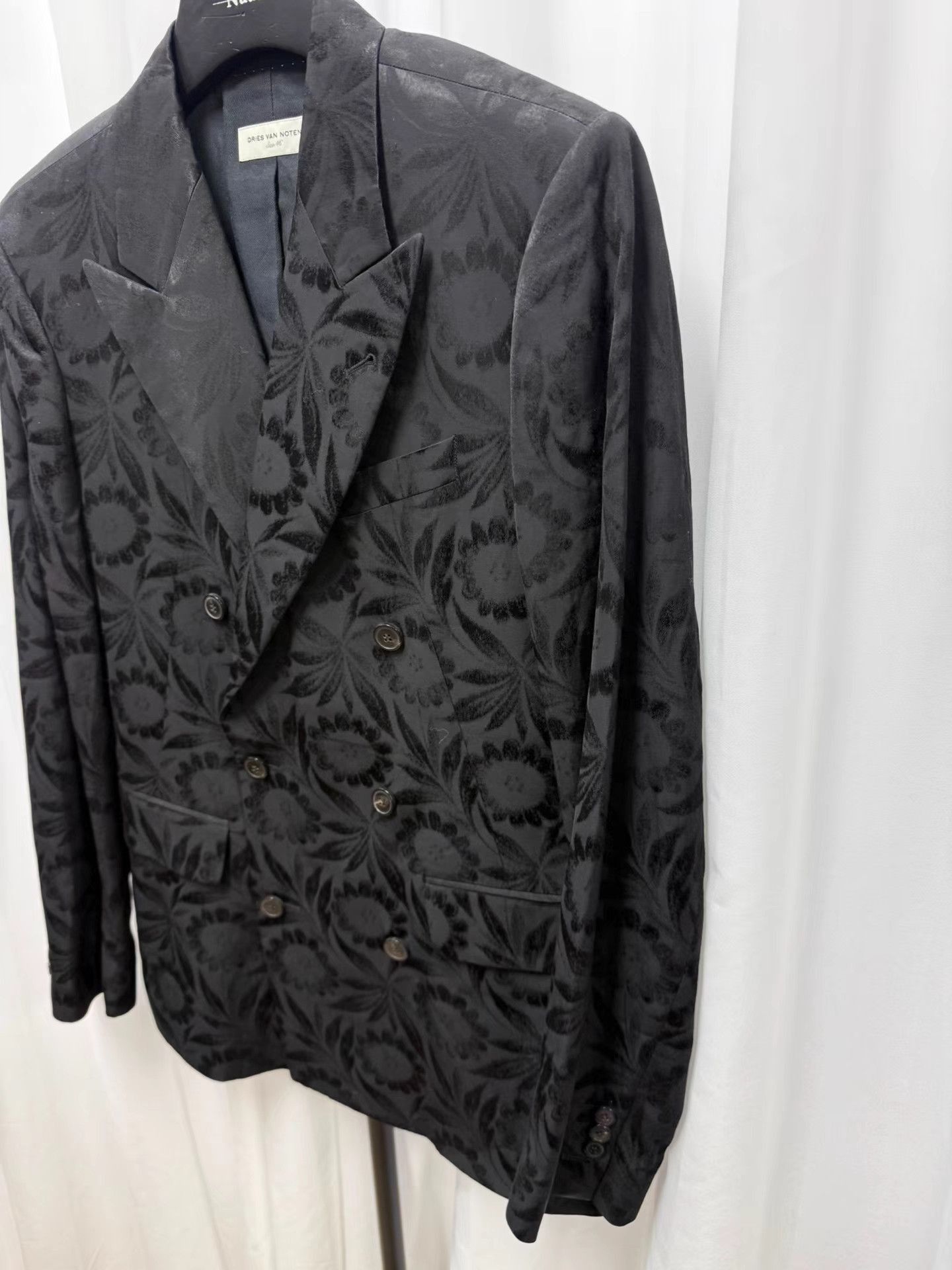 Diesel Black Floral Pattern Double-Breasted Blazer Size US S / EU 44-46 / 1 - 2 Thumbnail