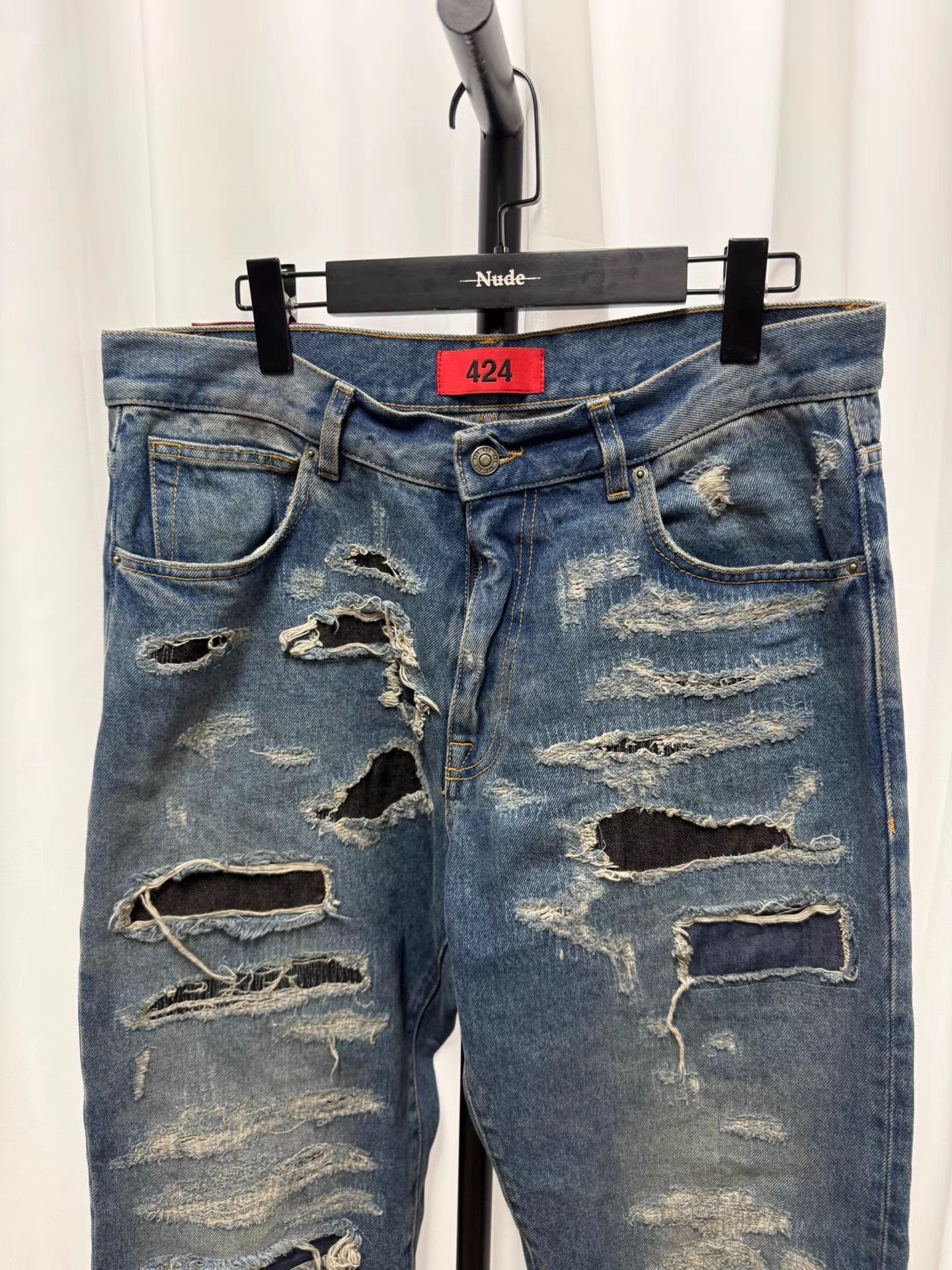 424 Blue Distressed Denim Jeans Size 36 Size US 36 / EU 52 - 2 Thumbnail