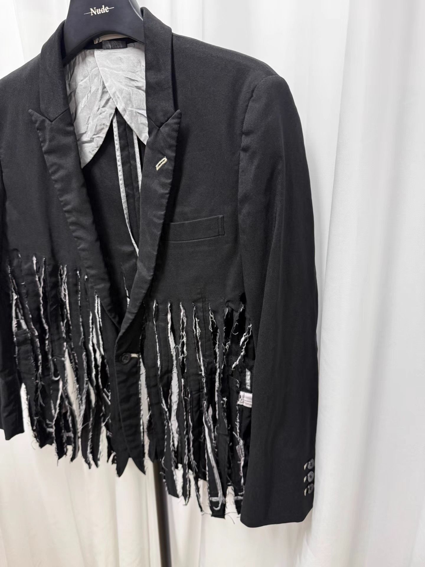 Comme des Garcons Homme Plus Black Fringe-Detailed Blazer Jacket Size M Size US M / EU 48-50 / 2 - 2 Thumbnail