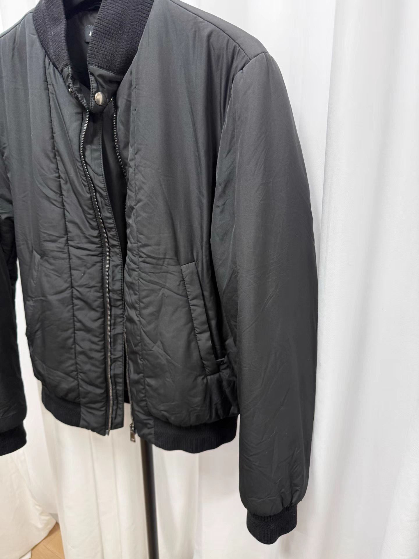Jil Sander Black Bomber Jacket with Ribbed Collar - Size S Size US S / EU 44-46 / 1 - 2 Thumbnail